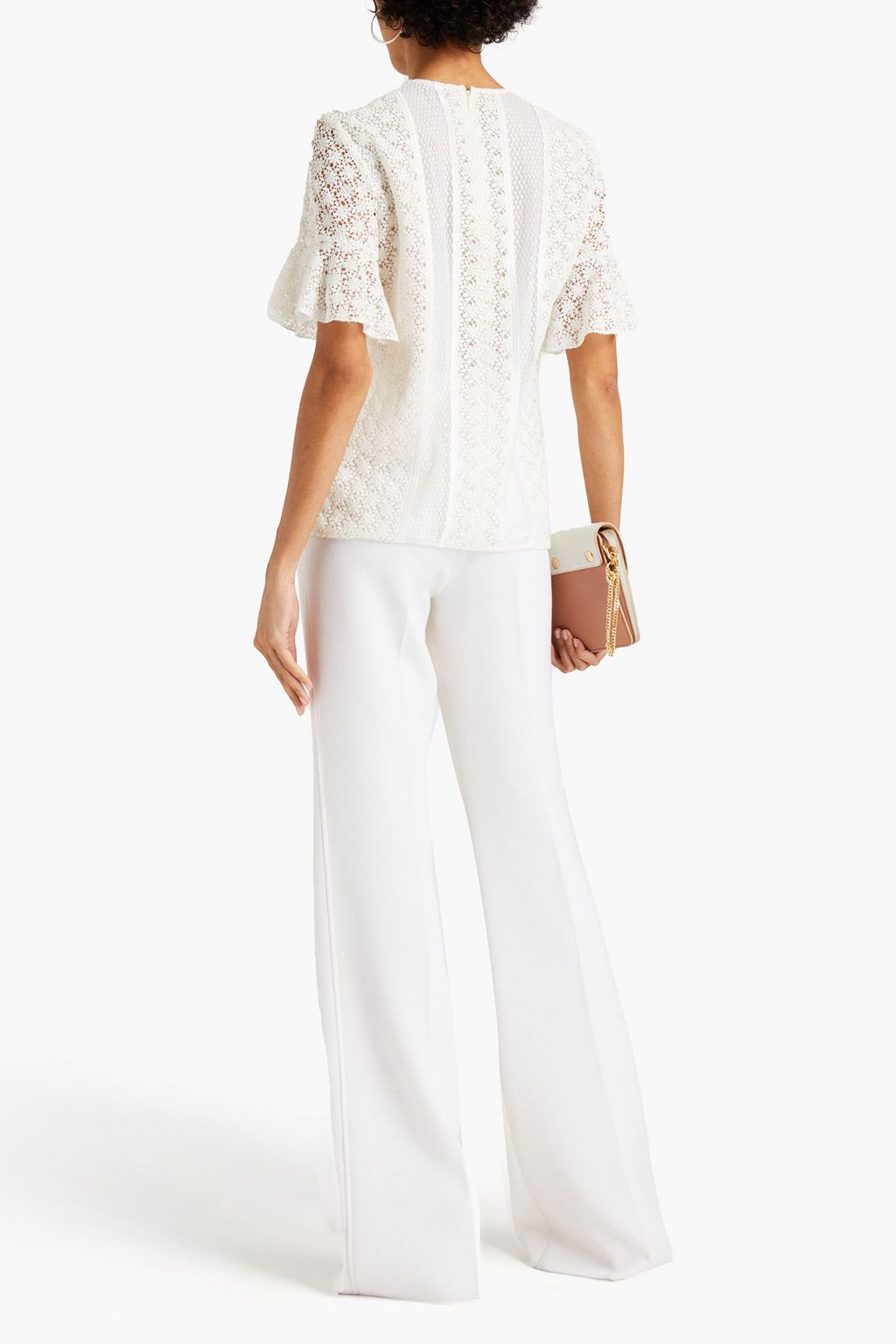 GIAMBATTISTA VALLI Paneled cotton-blend guipure lace top