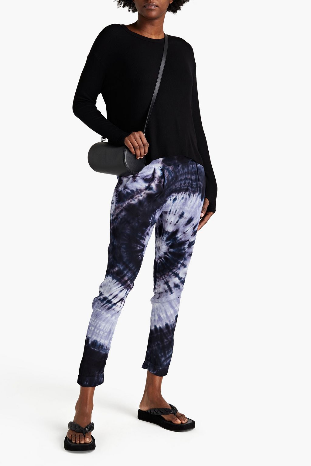 ENZA COSTA Tie-dyed satin tapered pants