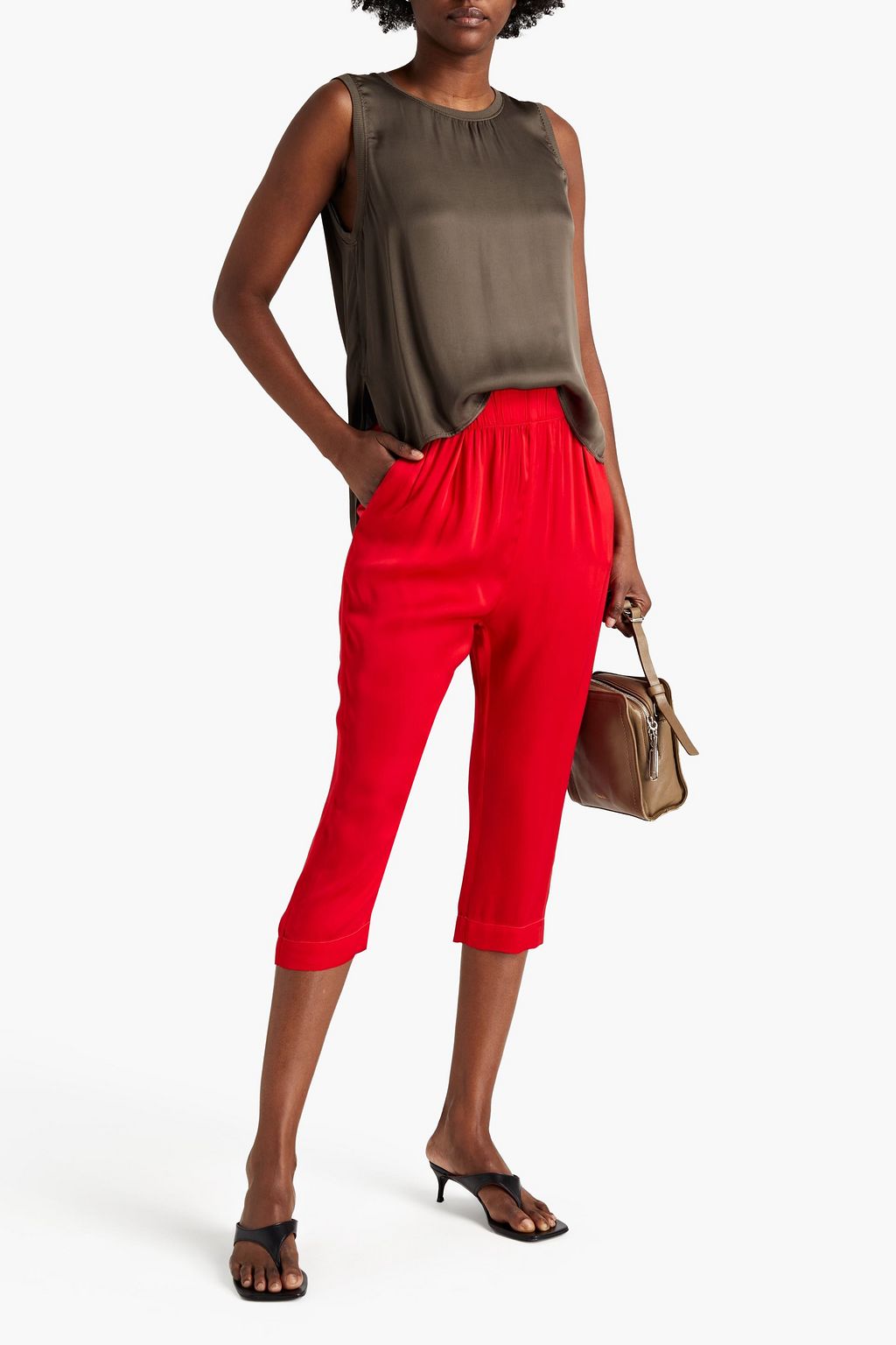ENZA COSTA Cropped satin tapered pants