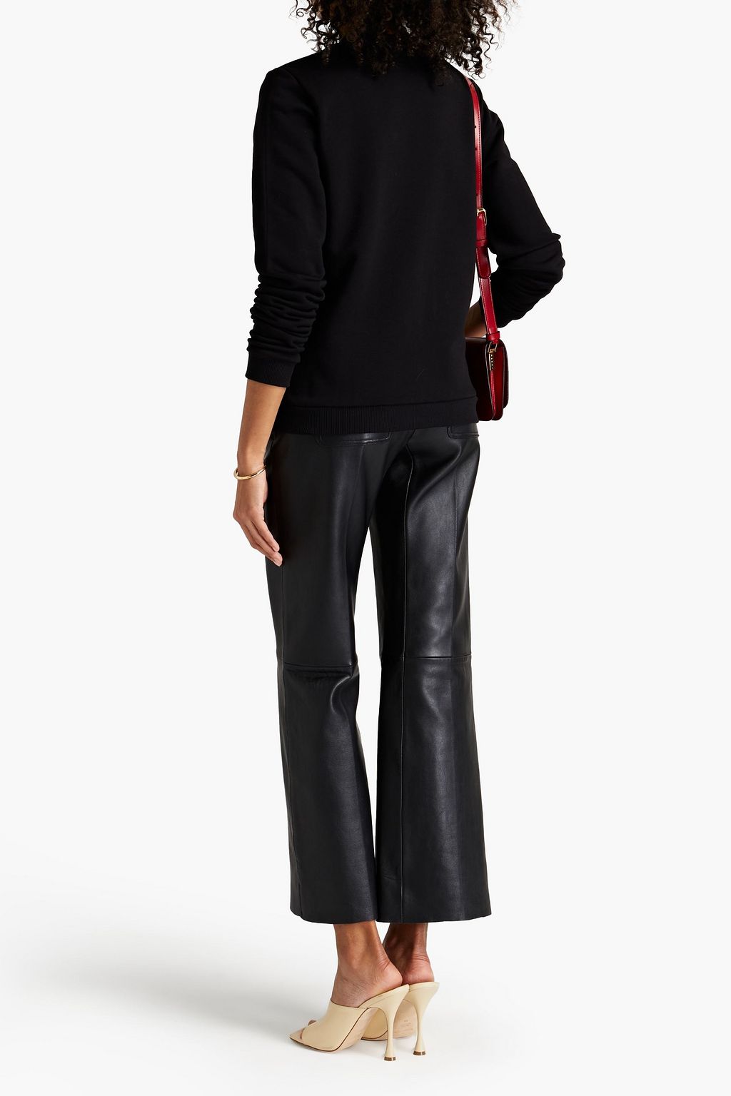 GIAMBA Sequin-embellished printed French cotton-terry sweatshirt