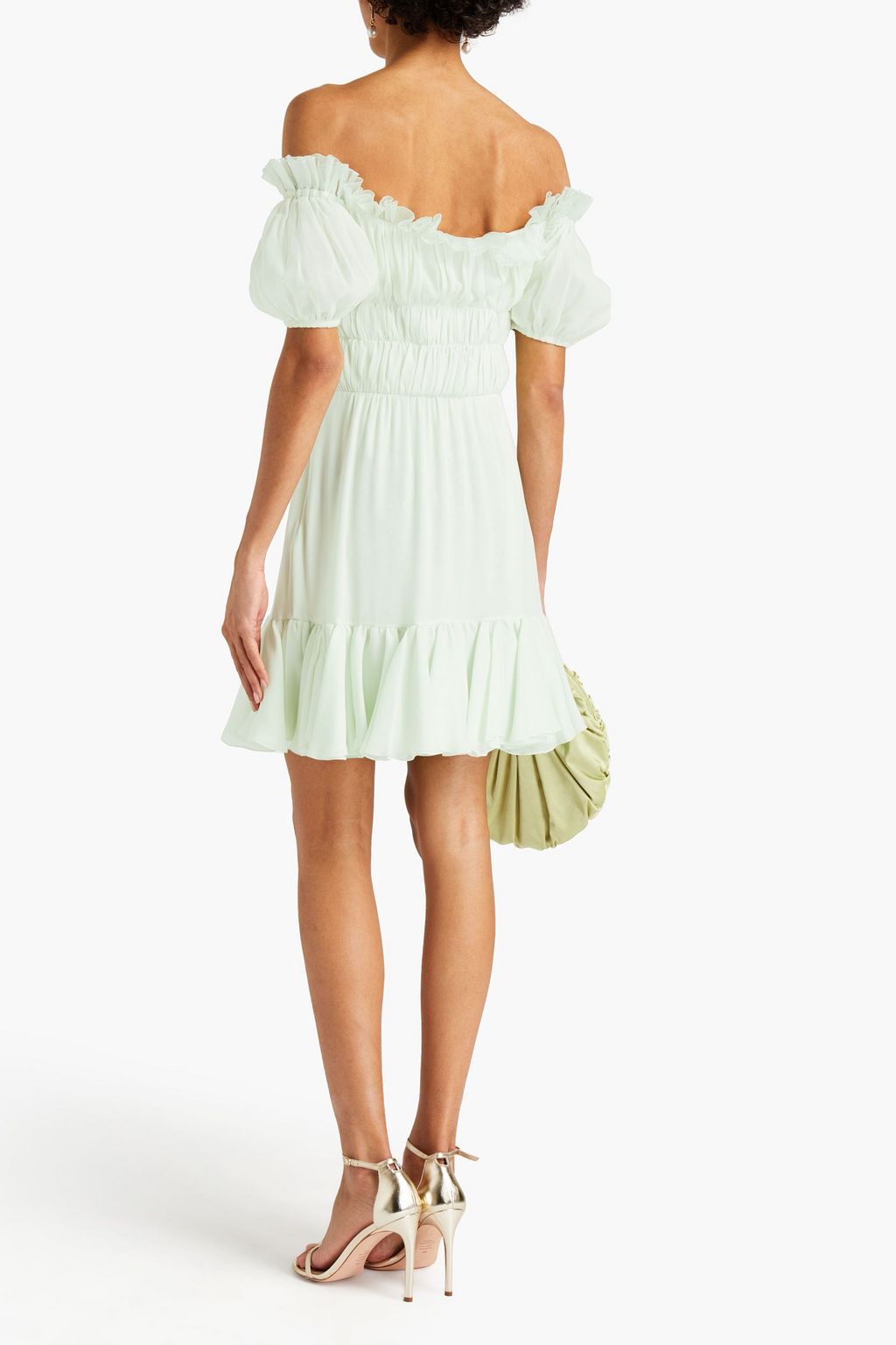 GIAMBATTISTA VALLI Off-the-shoulder shirred silk-chiffon mini dress