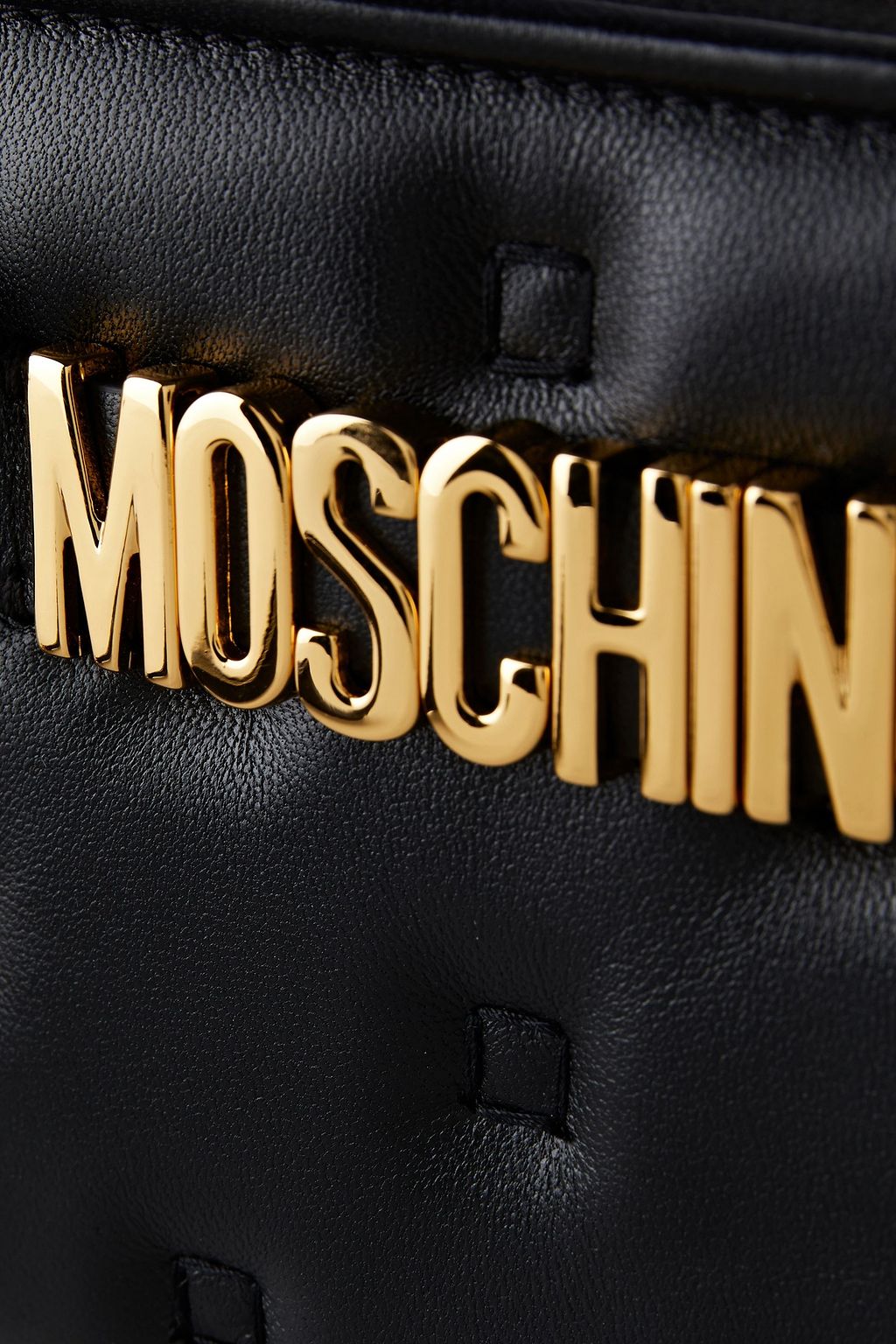 MOSCHINO Logo-appliquéd quilted leather wallet