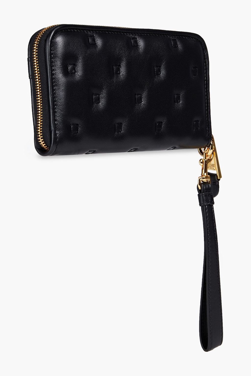 MOSCHINO Logo-appliquéd quilted leather wallet