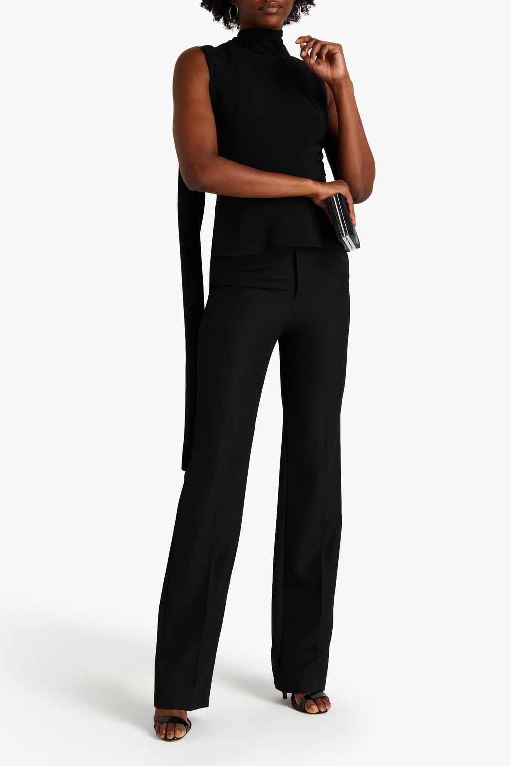 ROLAND MOURET Birkhall cutout crepe peplum top