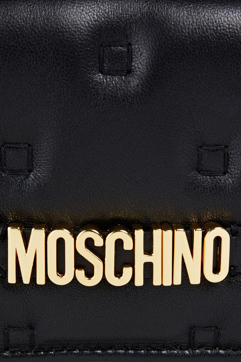 MOSCHINO Logo-appliquéd quilted leather wallet