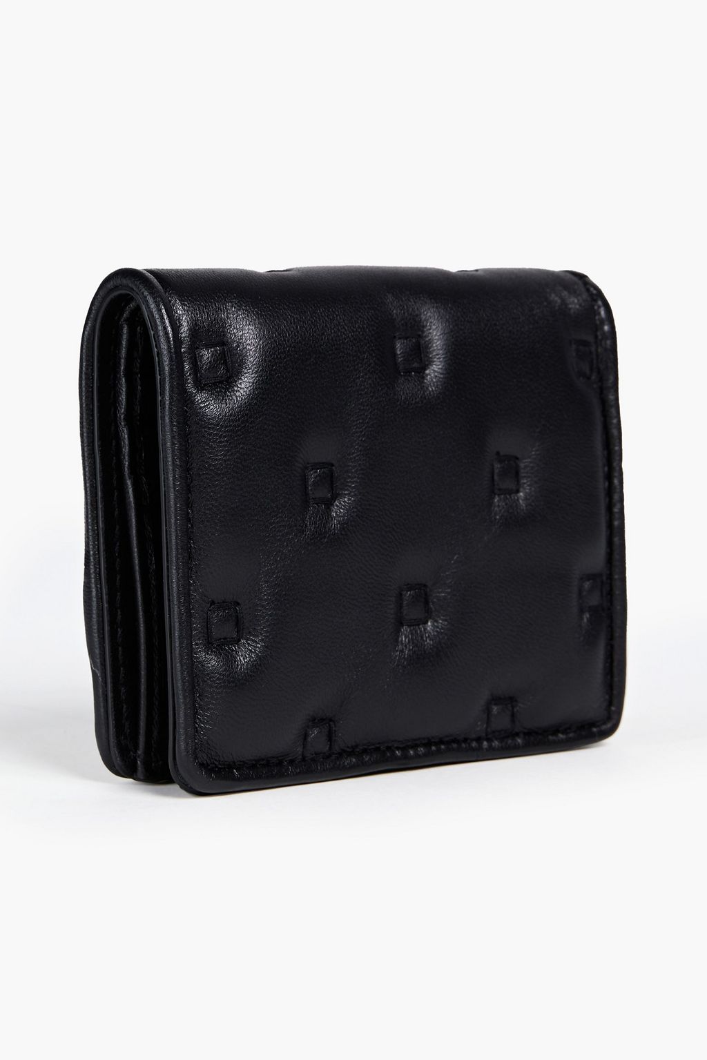 MOSCHINO Logo-appliquéd quilted leather wallet