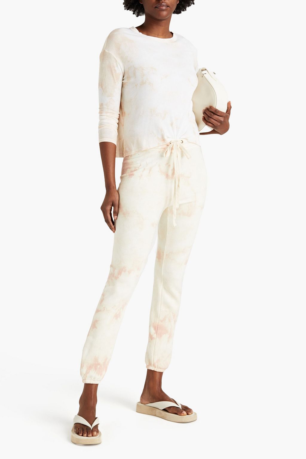 ENZA COSTA Tie-dyed ribbed jersey top