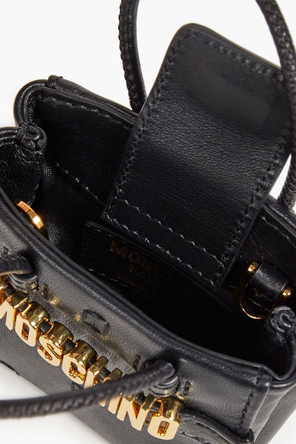 MOSCHINO Logo-appliquéd leather shoulder bag