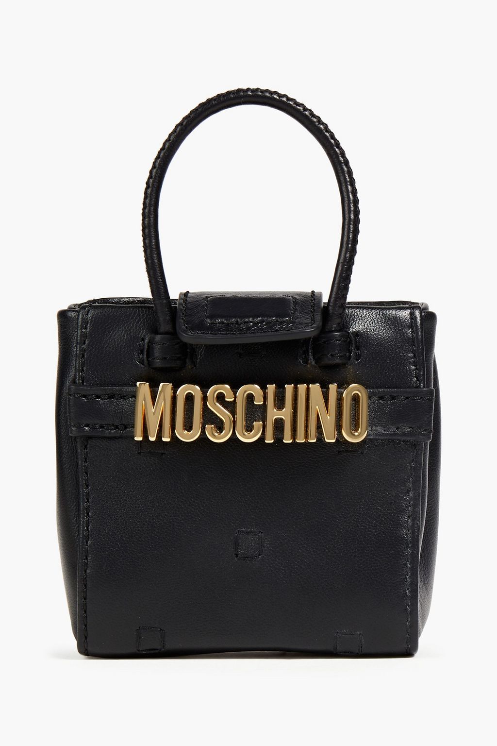 MOSCHINO Logo-appliquéd leather shoulder bag