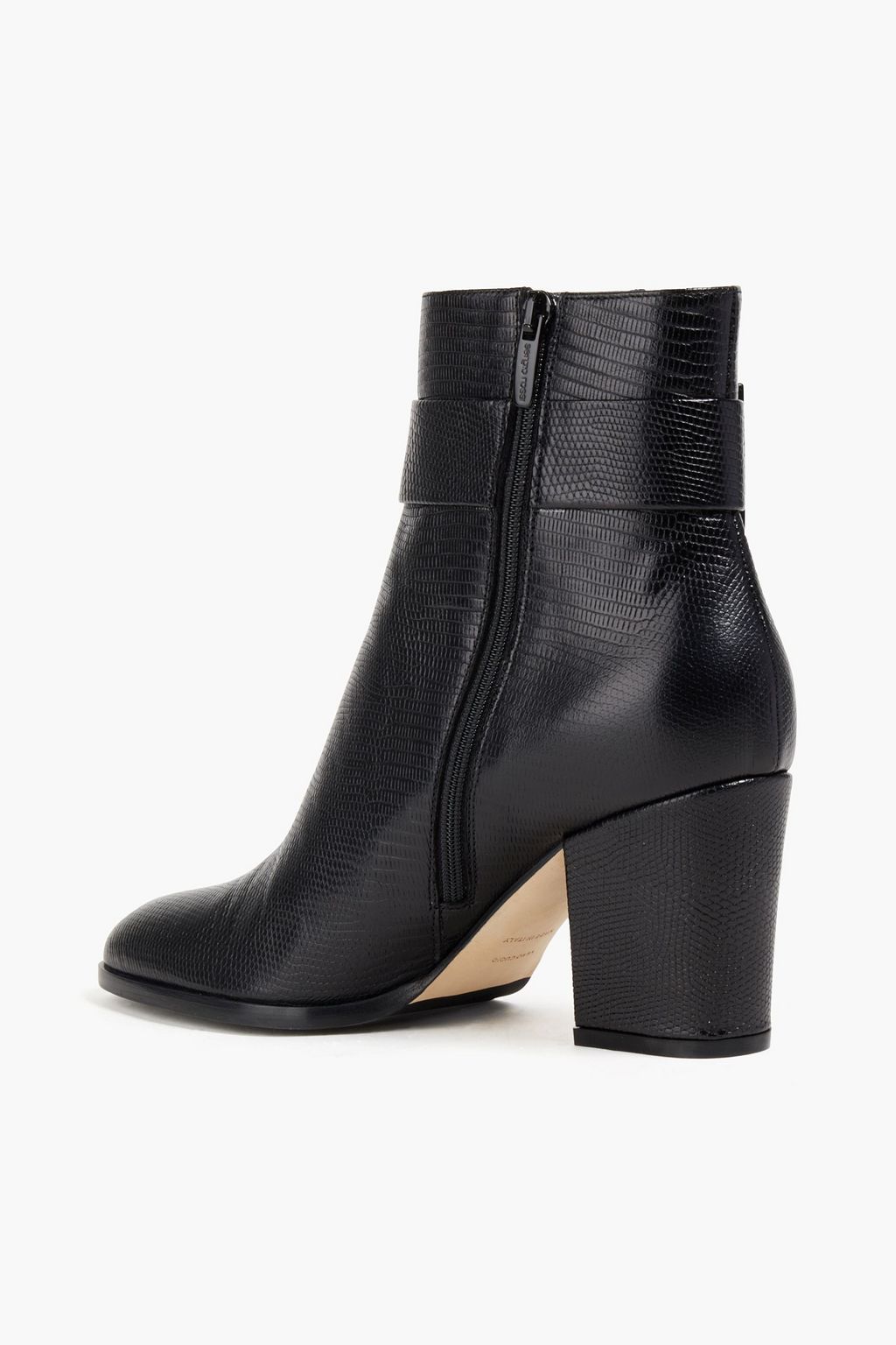 SERGIO ROSSI Lizard-effect leather ankle boots