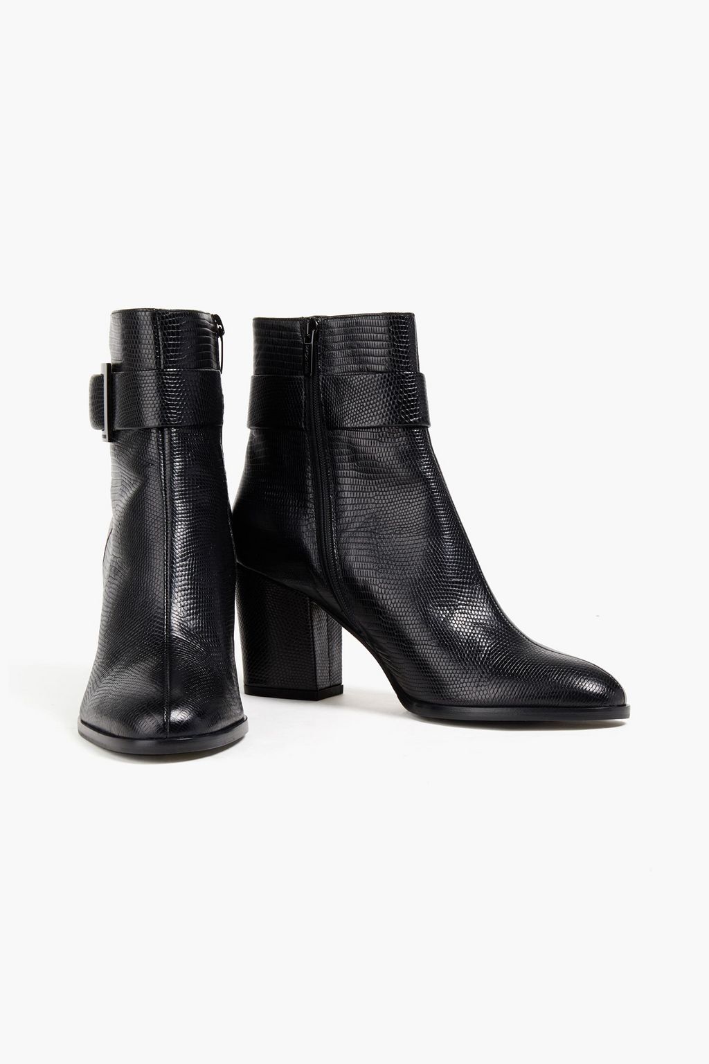SERGIO ROSSI Lizard-effect leather ankle boots