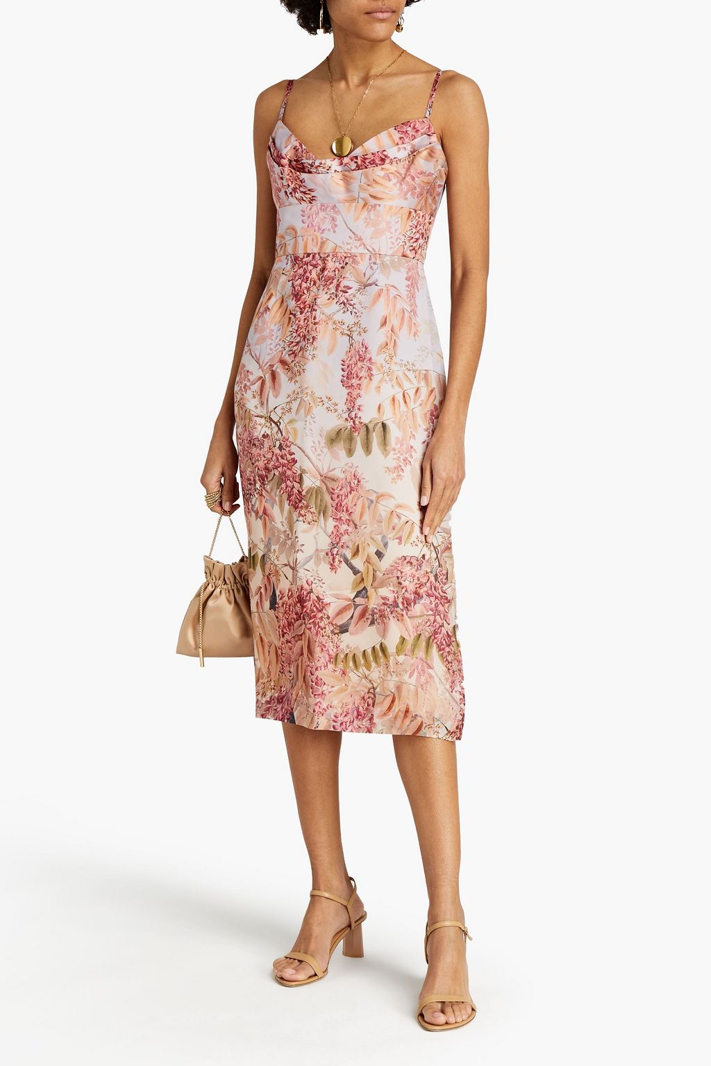 ZIMMERMANN Pleated printed silk-organza midi dress