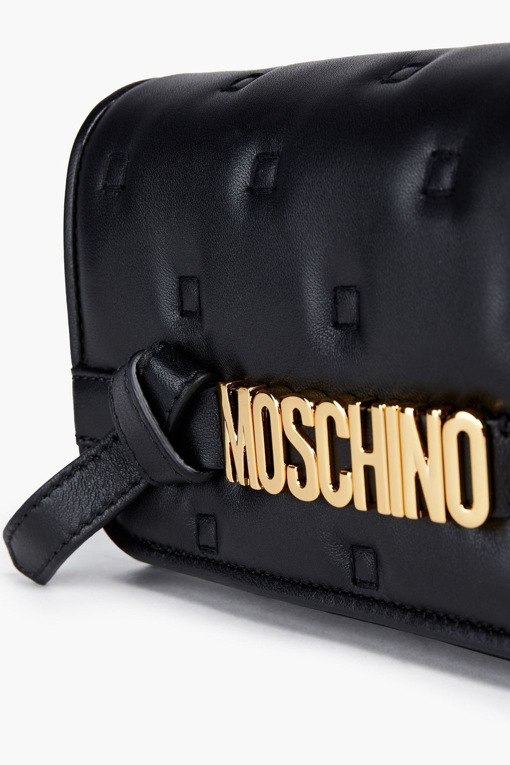 MOSCHINO Logo-appliquéd quilted leather wallet