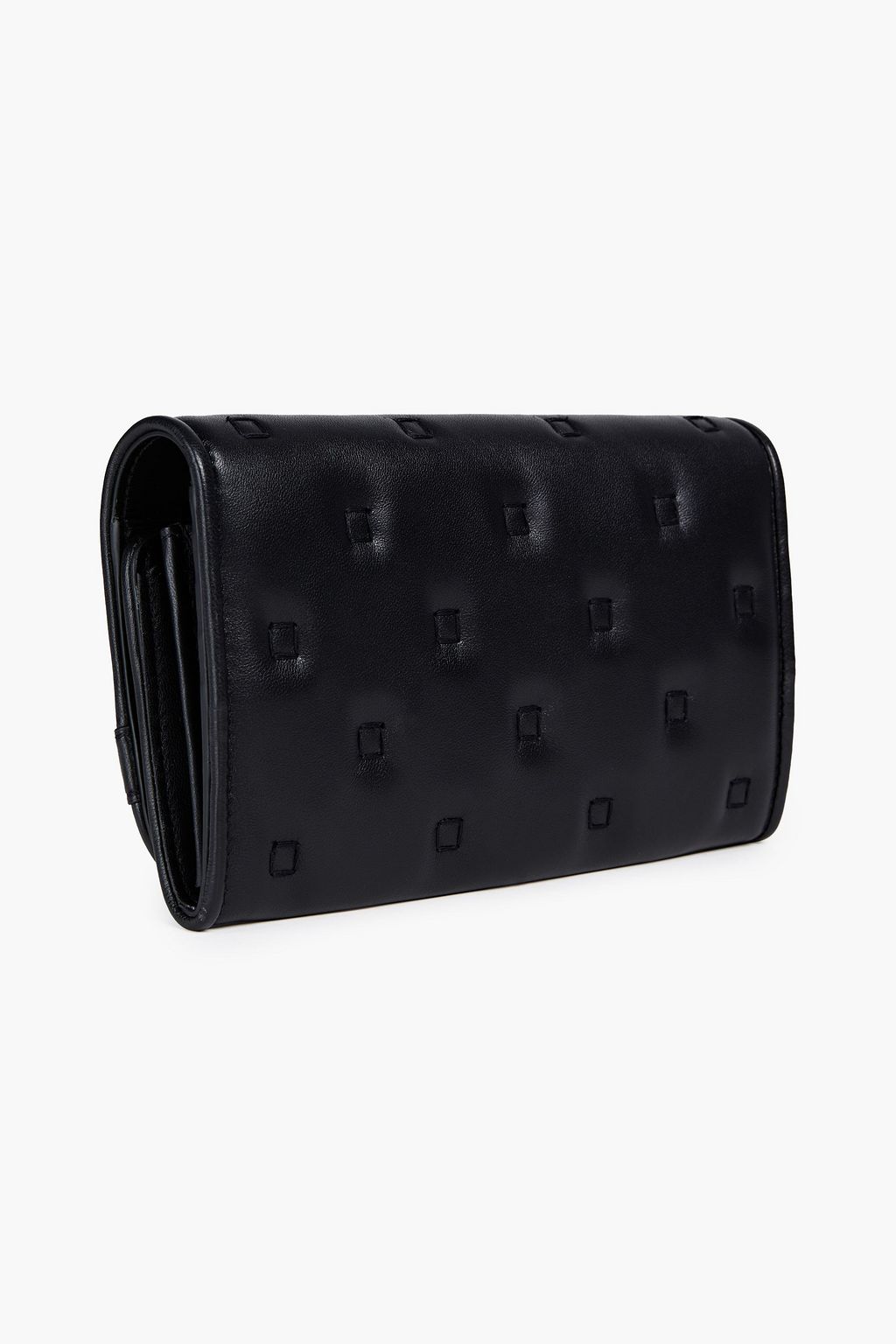 MOSCHINO Logo-appliquéd quilted leather wallet