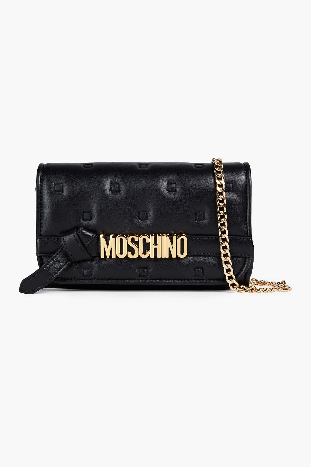 MOSCHINO Logo-appliquéd quilted leather wallet