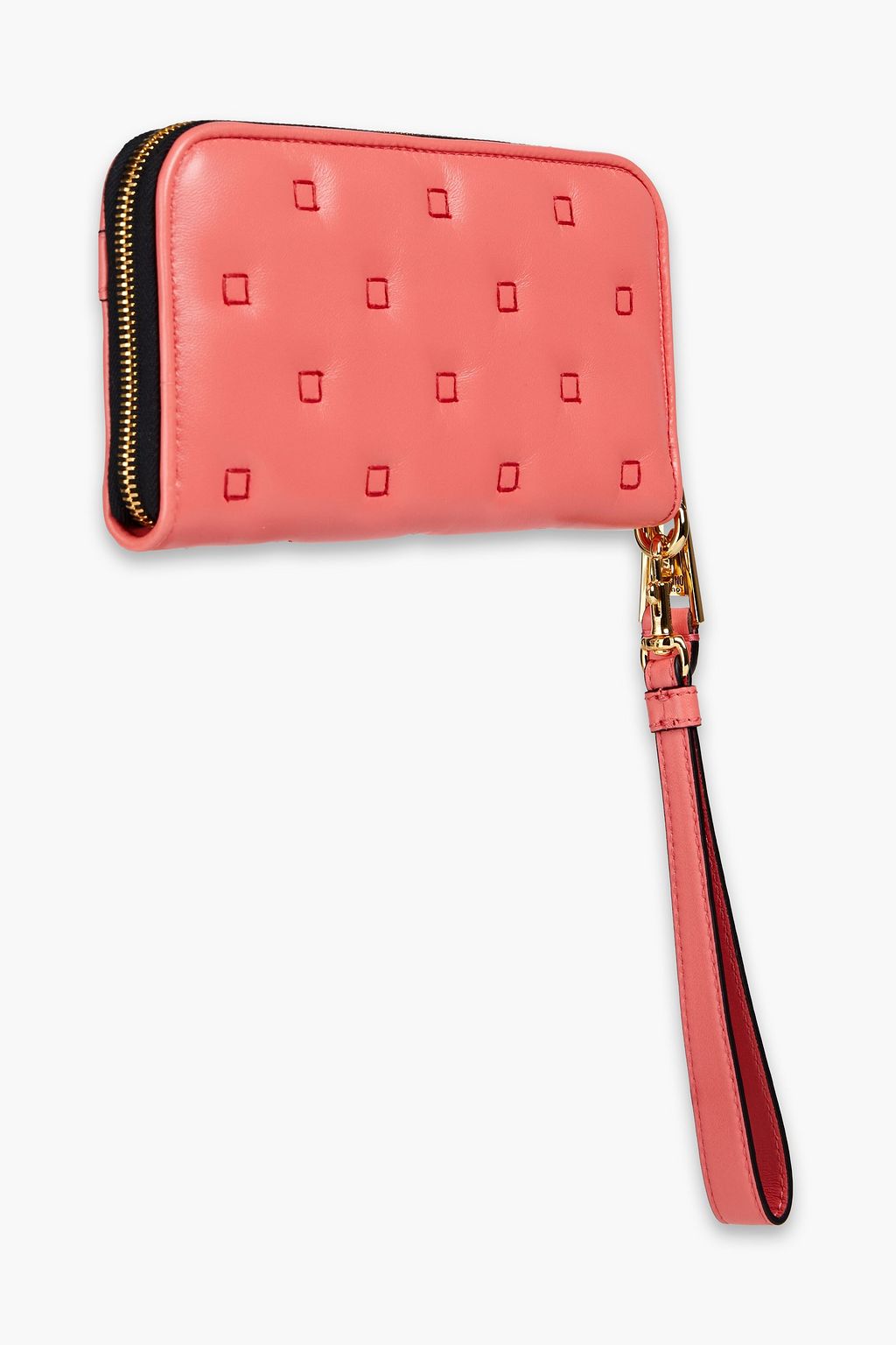MOSCHINO Logo-appliquéd quilted leather wallet