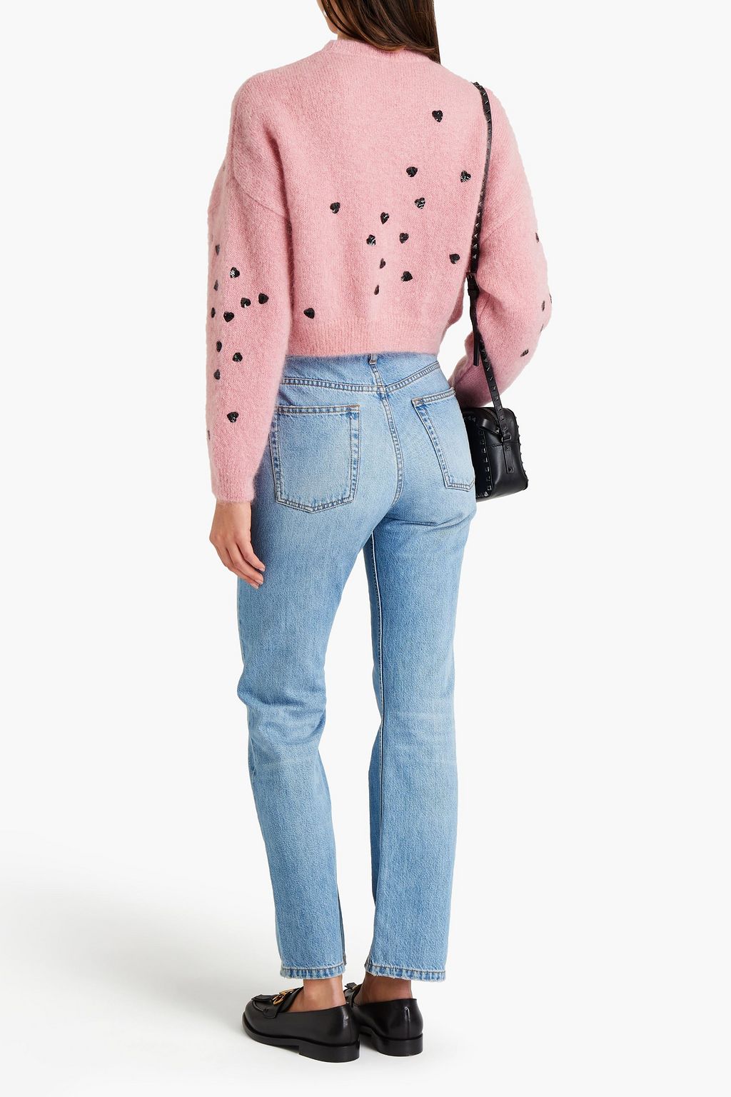 VALENTINO GARAVANI Cropped sequin-embellished mohair-blend sweater