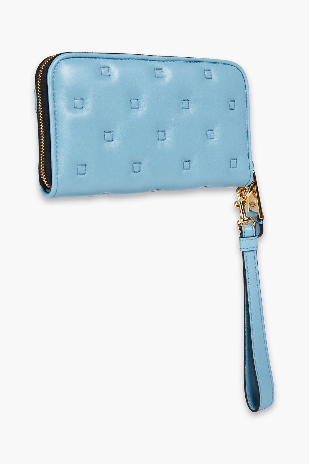 MOSCHINO Logo-appliquéd quilted leather wallet