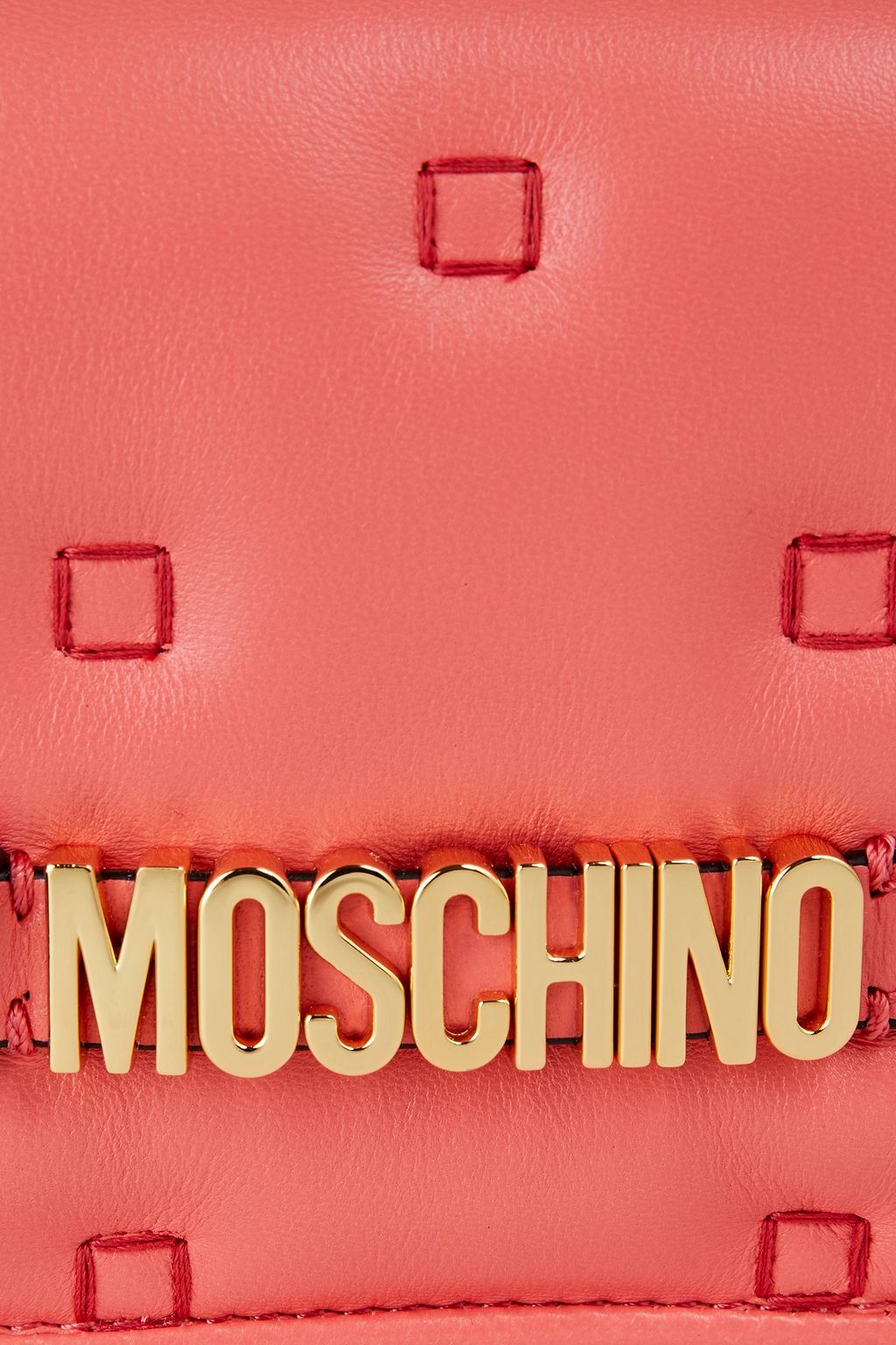 MOSCHINO Logo-appliquéd quilted leather wallet
