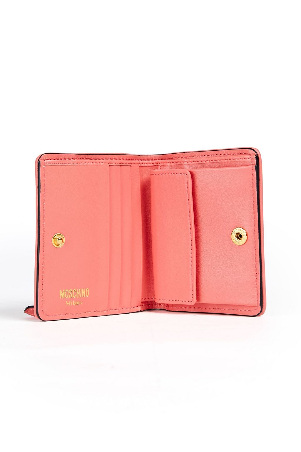MOSCHINO Logo-appliquéd quilted leather wallet