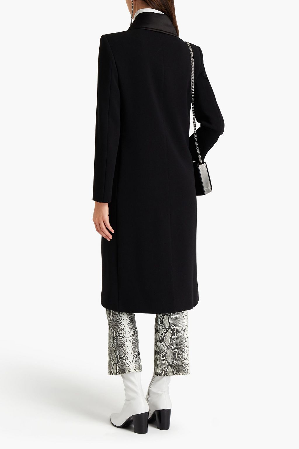 JUST CAVALLI Satin-paneled crepe coat