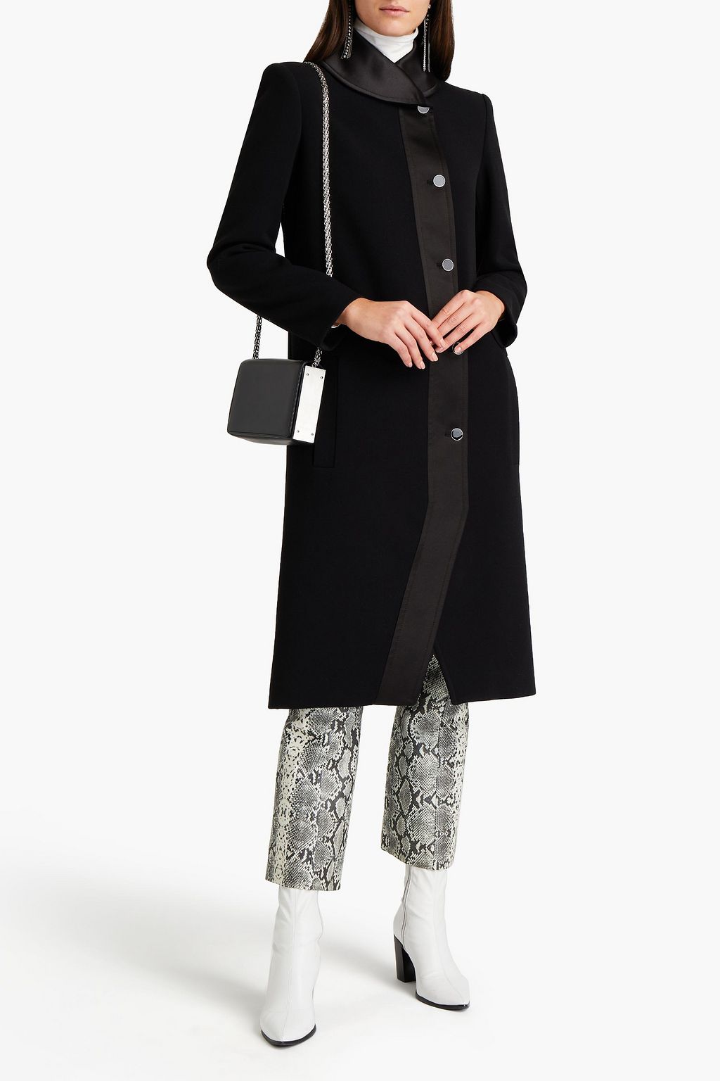 JUST CAVALLI Satin-paneled crepe coat