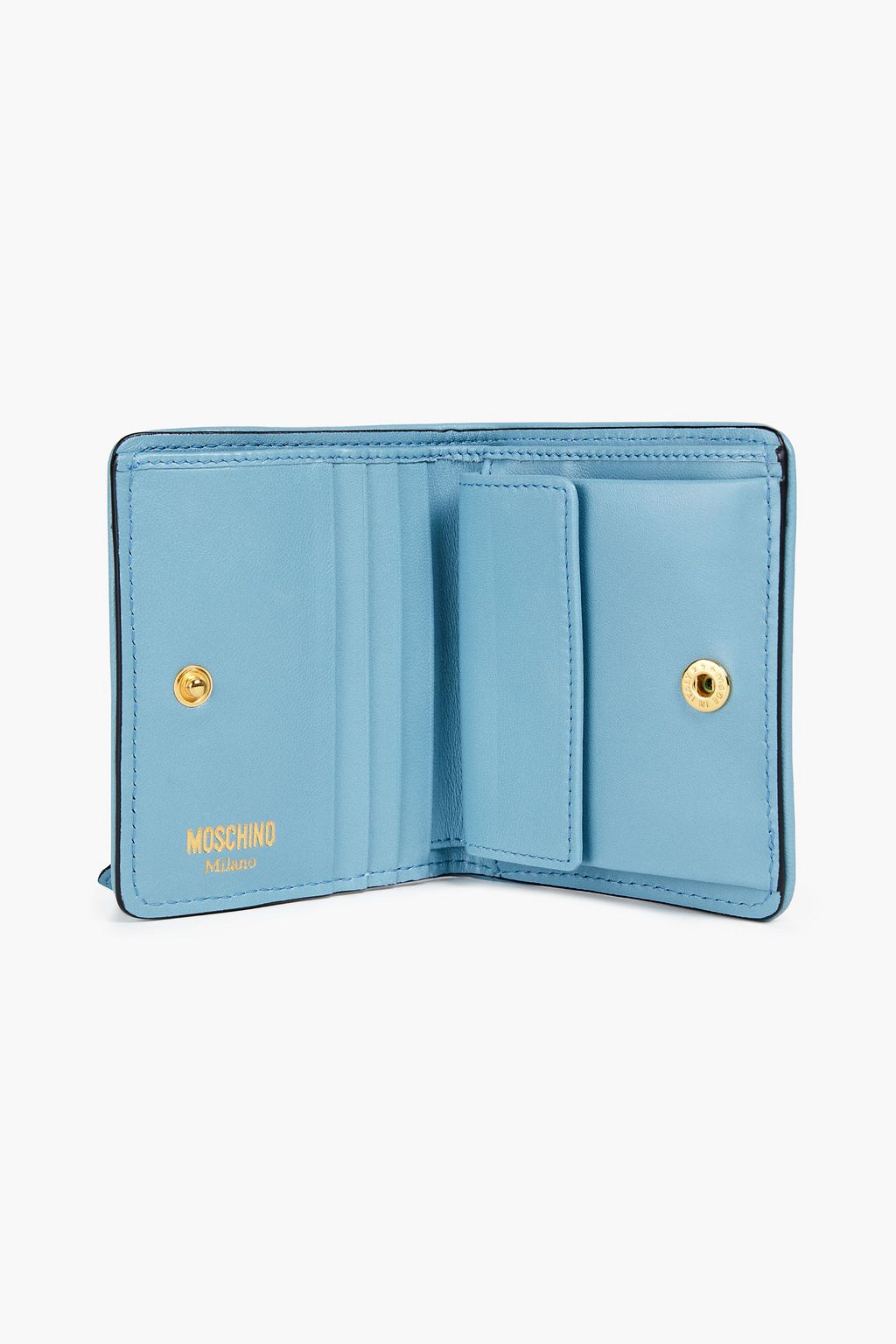 MOSCHINO Logo-appliquéd quilted leather wallet