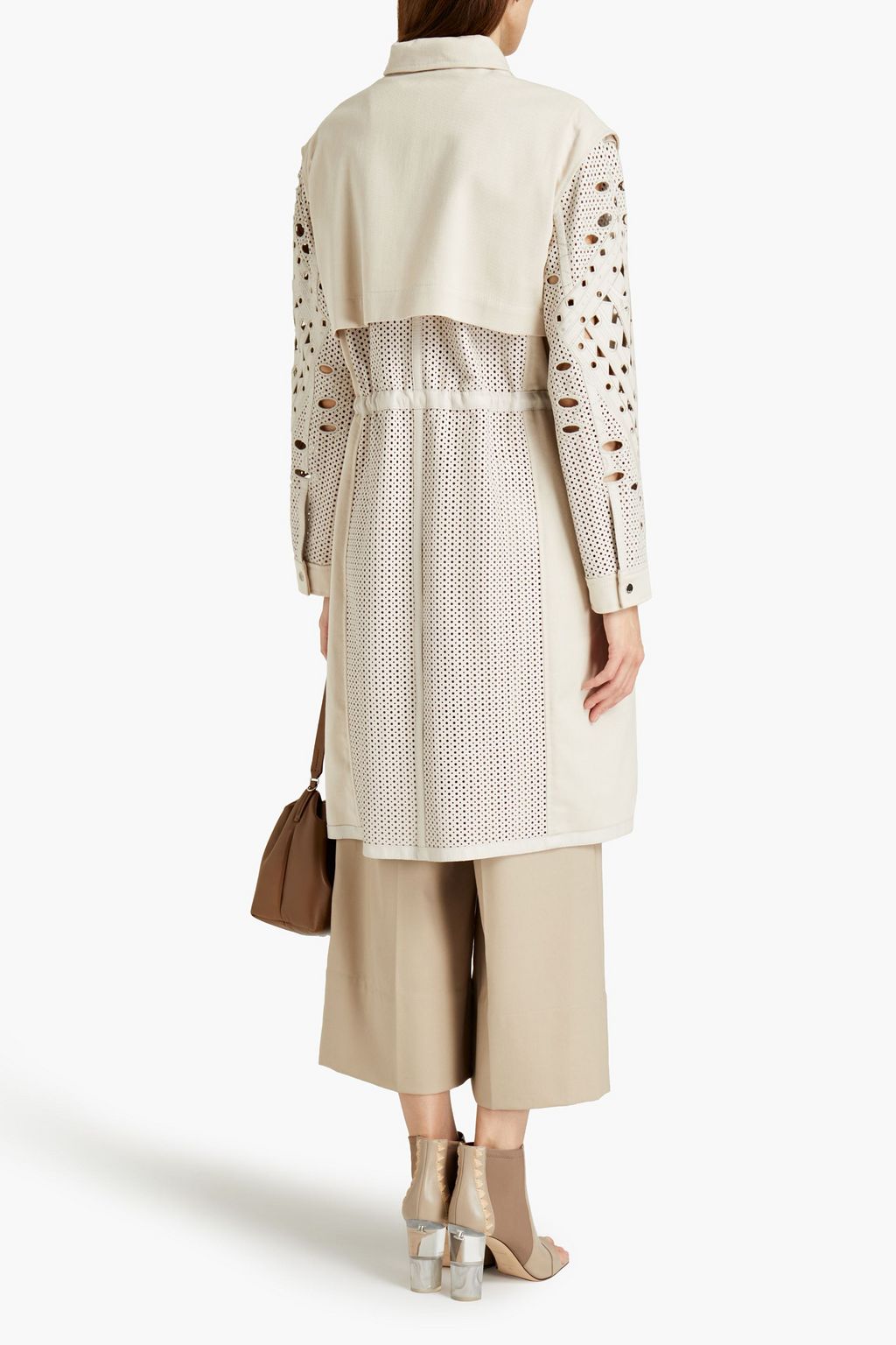 PUCCI Leather-paneled stretch-cotton gabardine coat