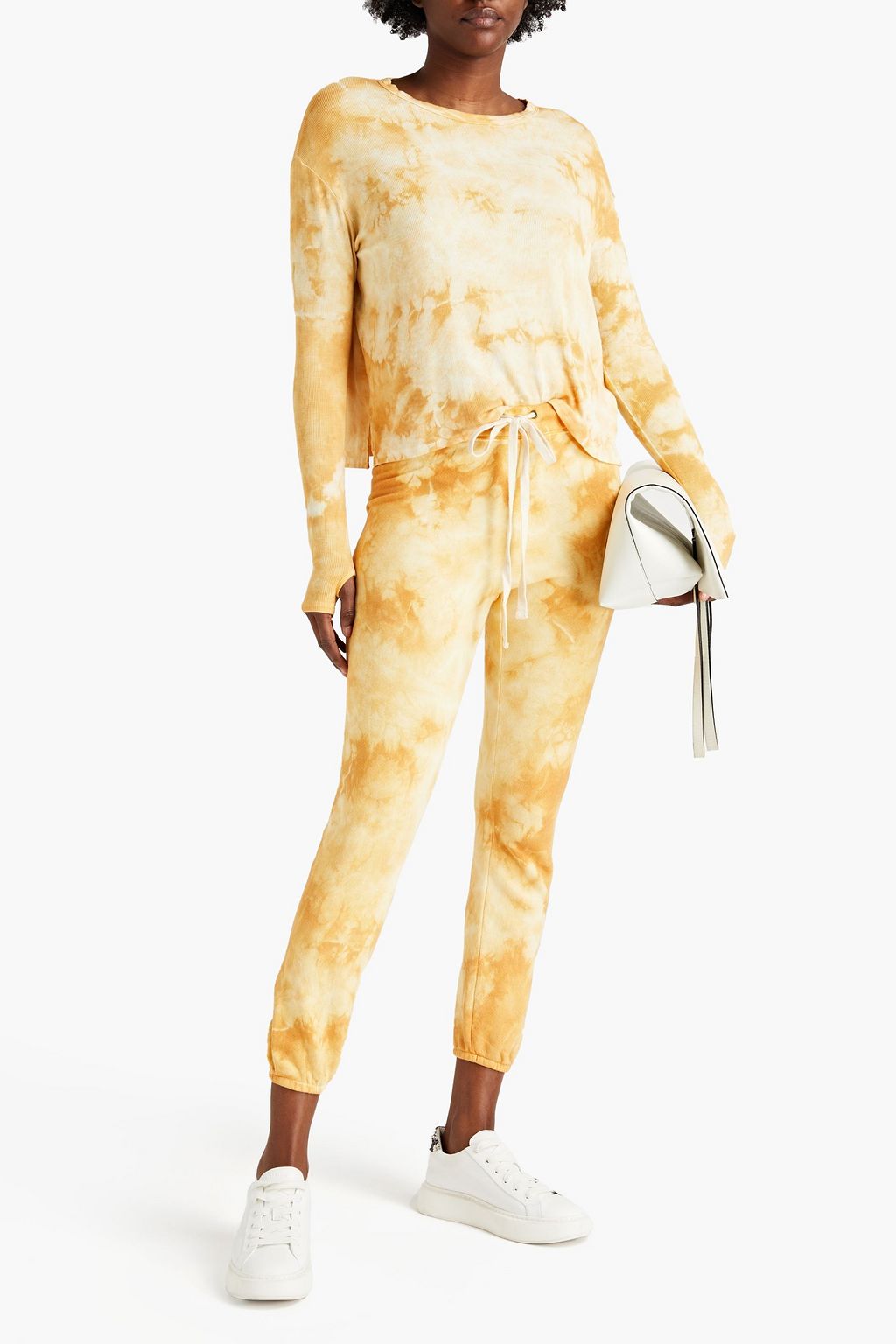 ENZA COSTA Tie-dyed ribbed jersey top