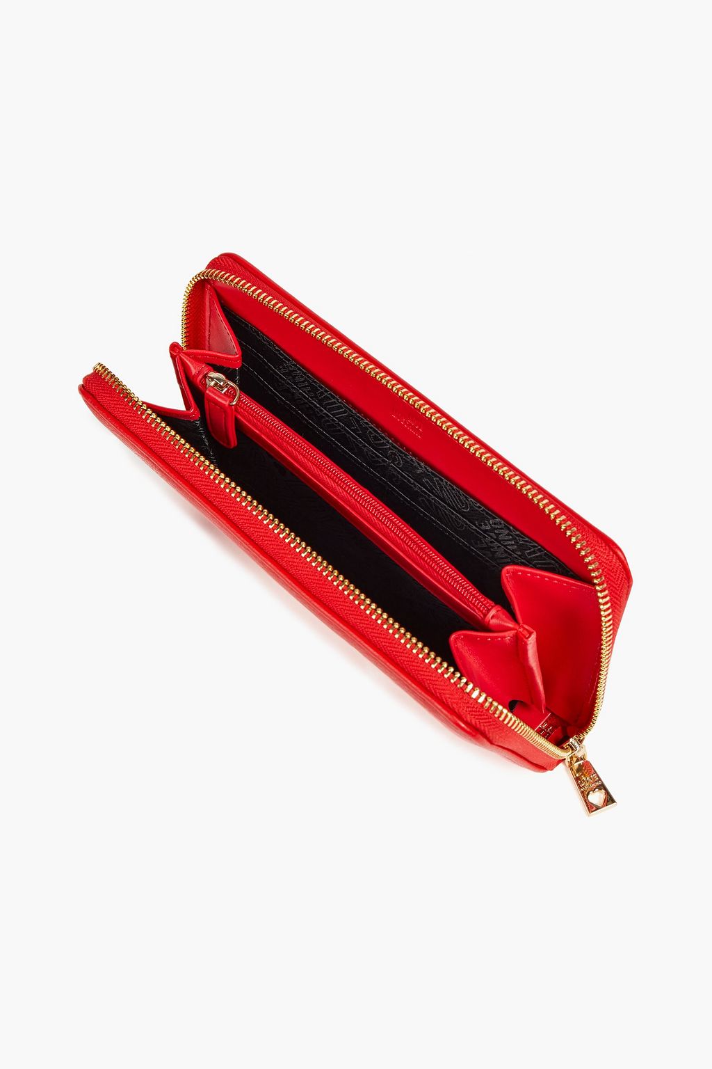 LOVE MOSCHINO Eyelet-trimmed faux textured-leather wallet