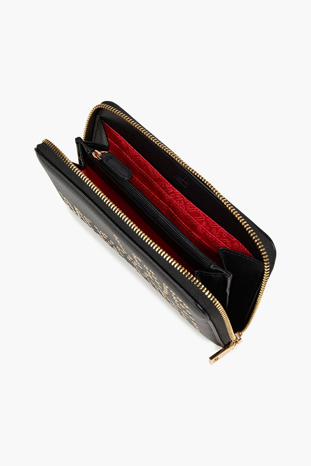 LOVE MOSCHINO Eyelet-trimmed faux textured-leather wallet