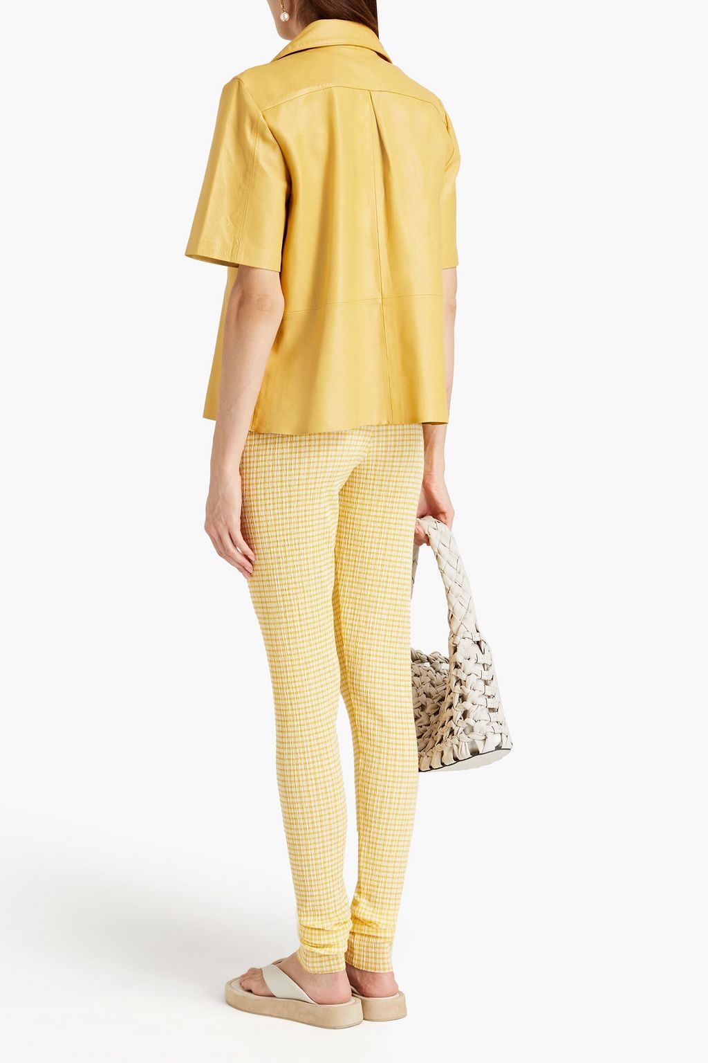 JIL SANDER Gingham seersucker slim-leg pants