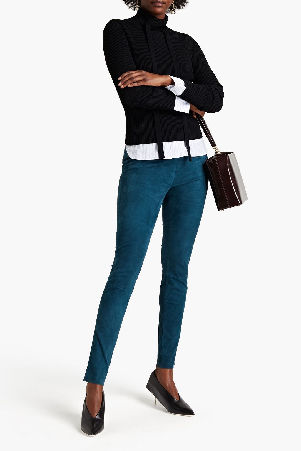 JIL SANDER Suede skinny pants