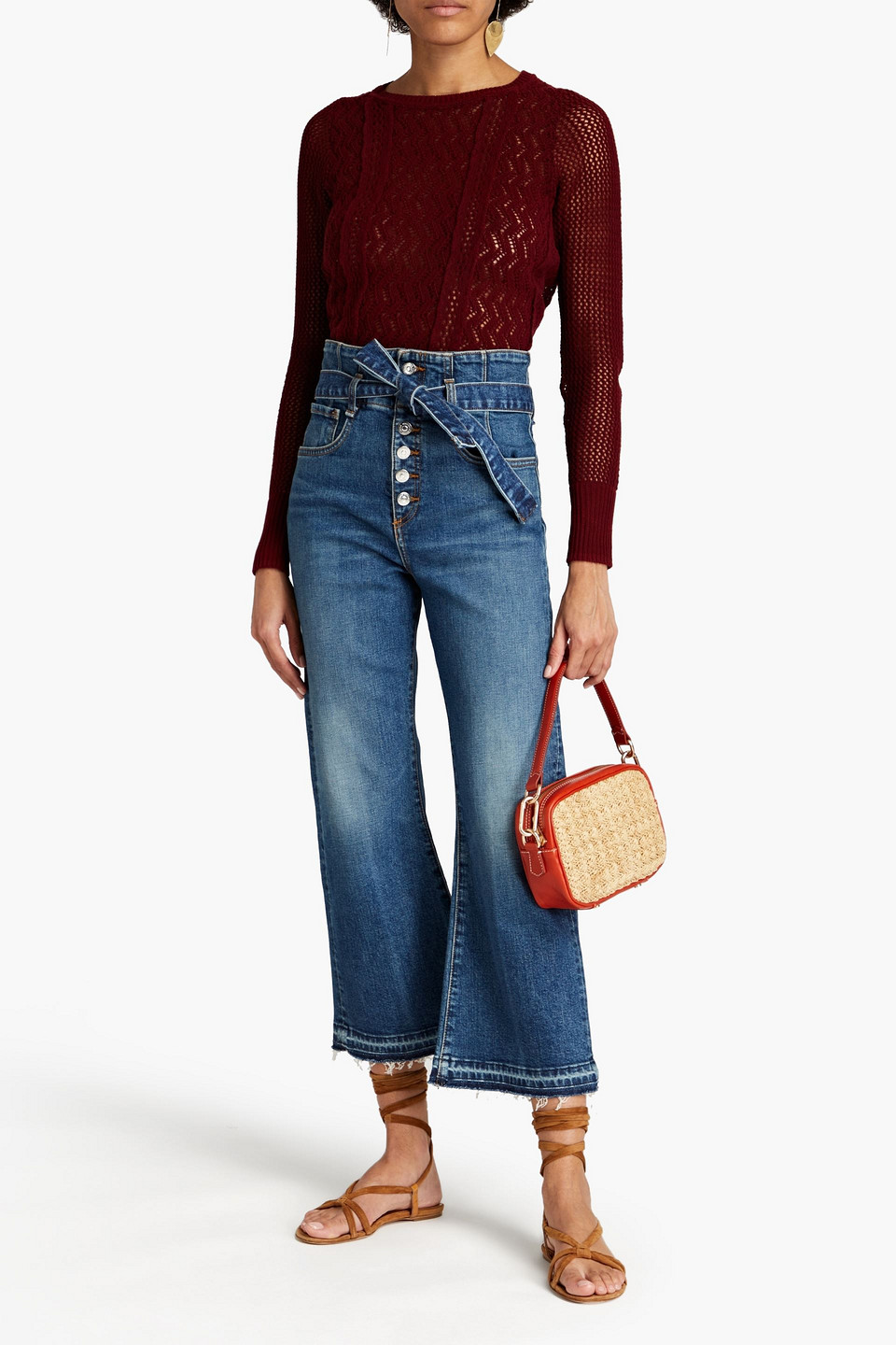 Vanessa Bruno Crocheted Cotton And Tencel-blend Jumper In Merlot