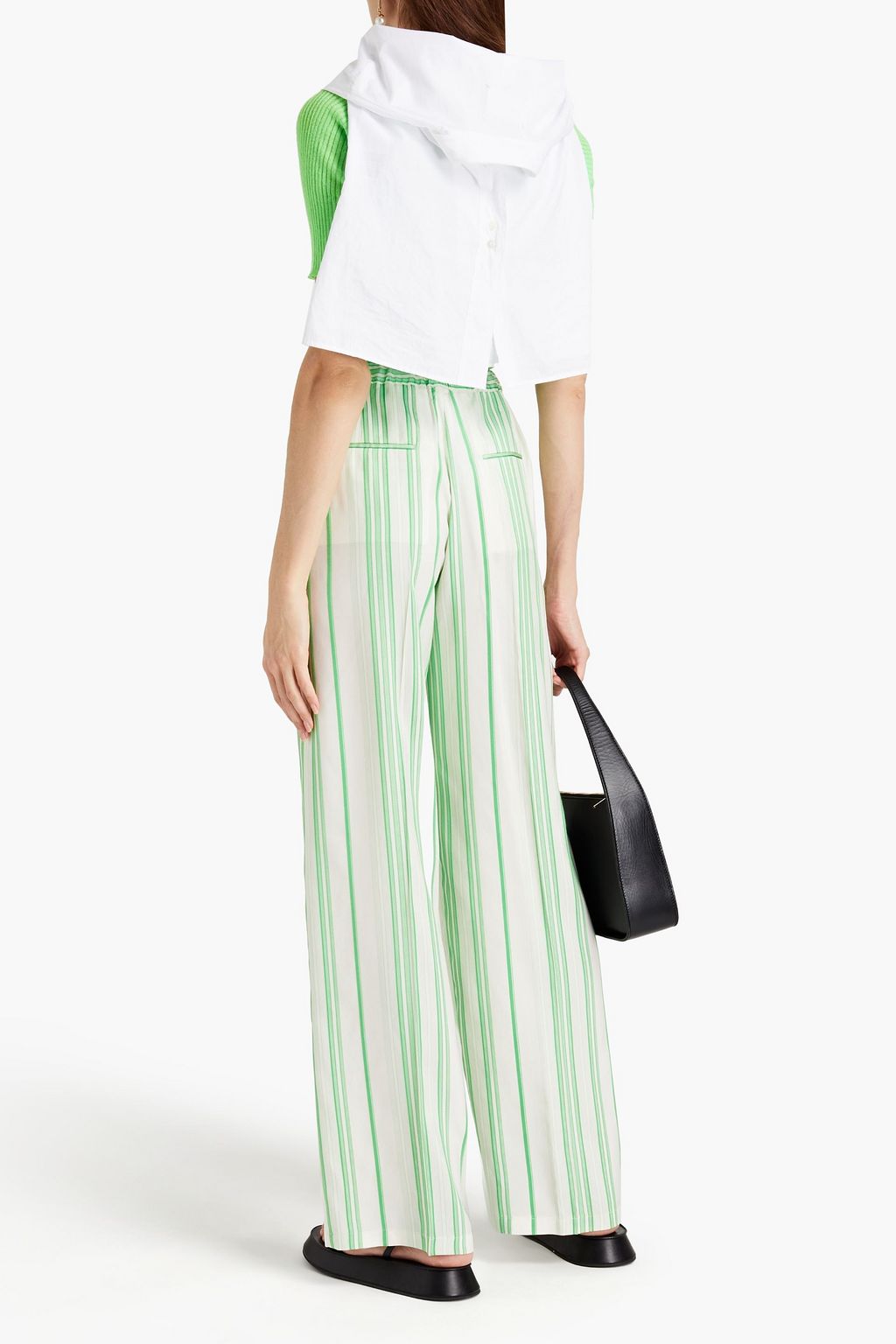 JIL SANDER Striped silk-jacquard wide-leg pants