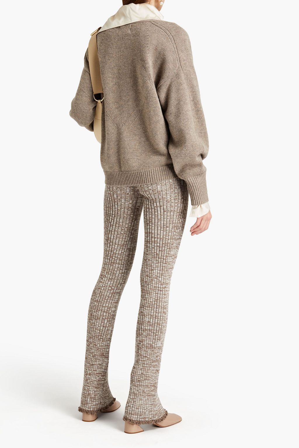 JIL SANDER Mélange ribbed wool-blend slim-leg pants