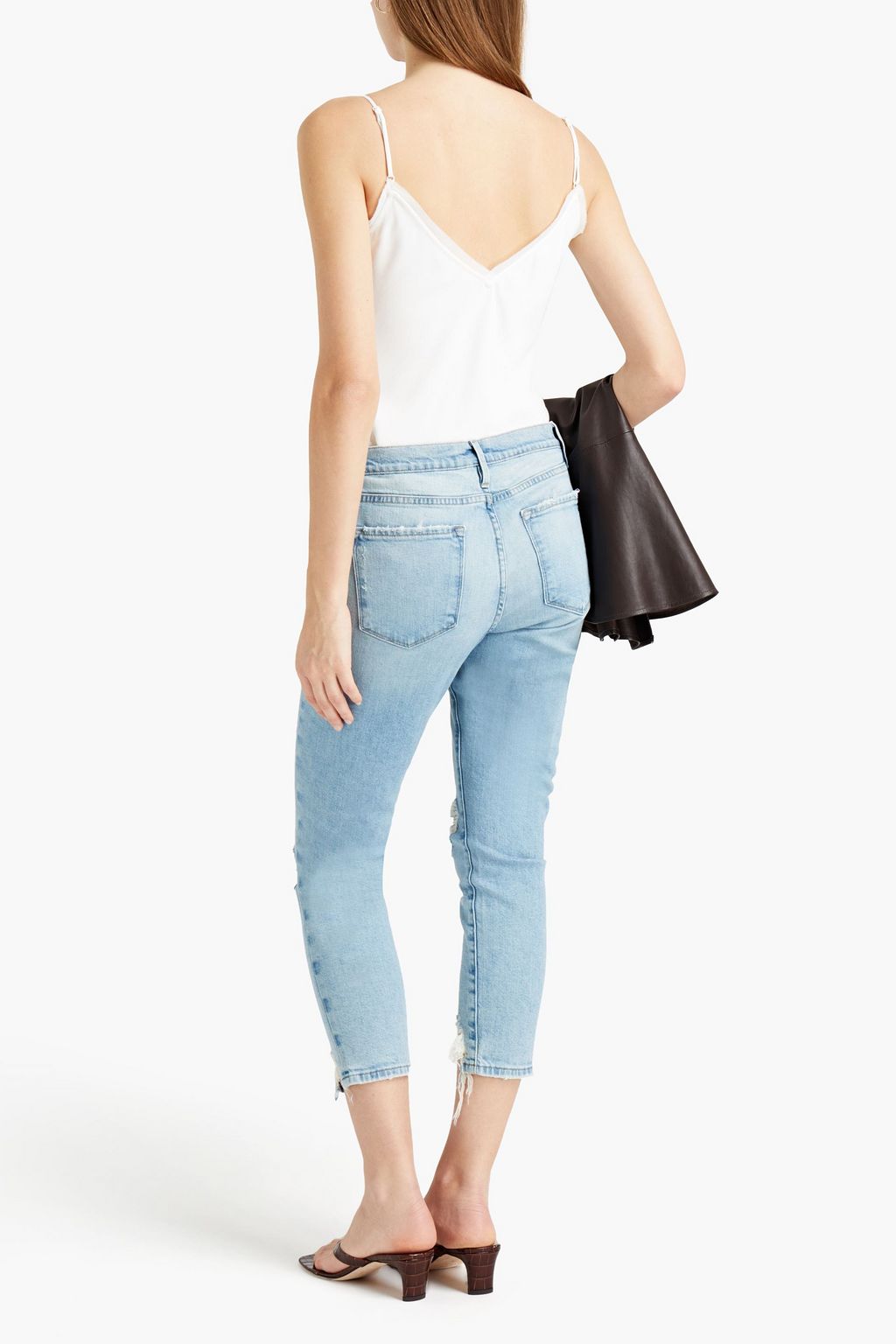 FRAME Le Garcon cropped distressed mid-rise skinny jeans