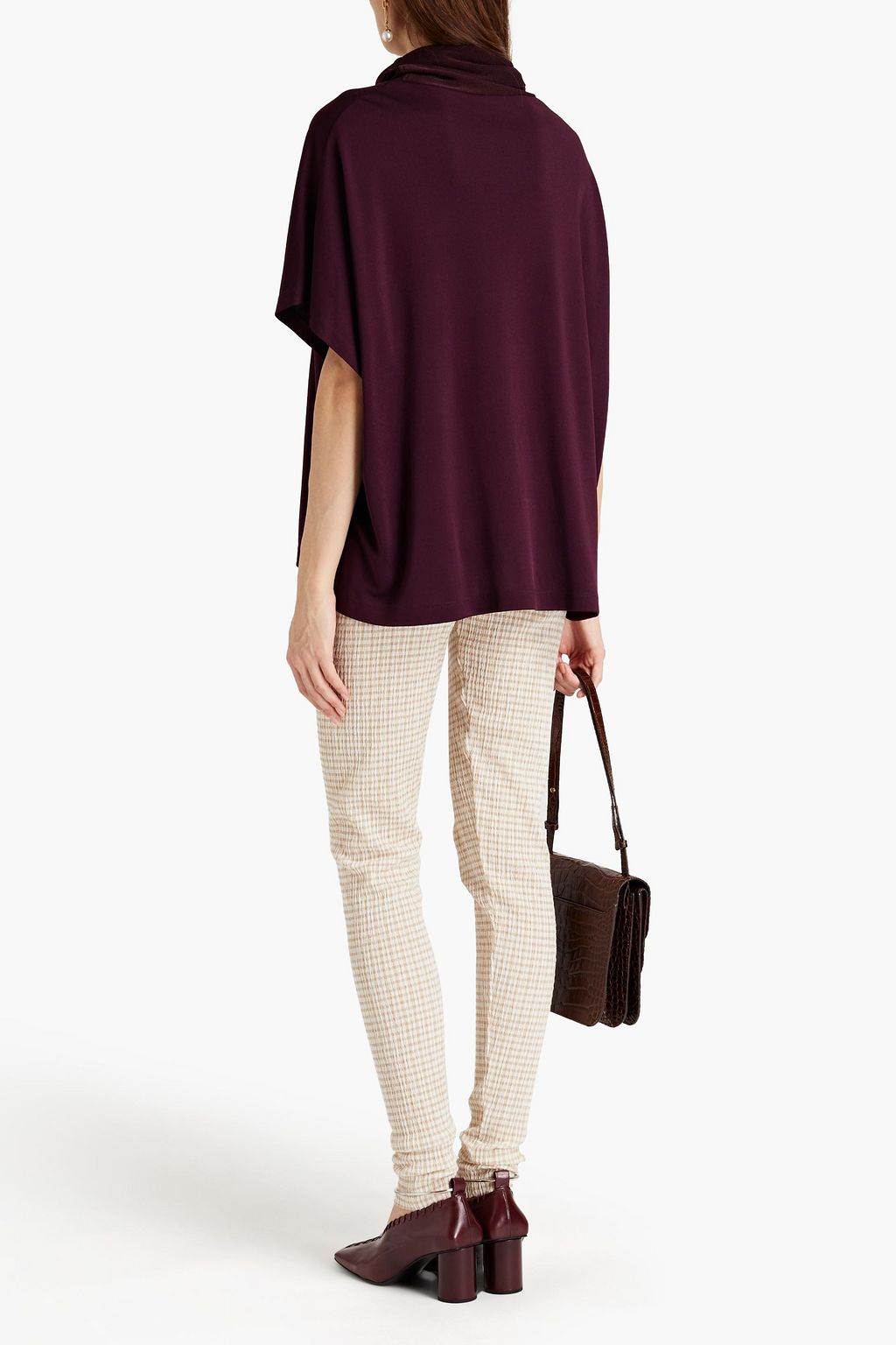 JIL SANDER Gingham seersucker slim-leg pants