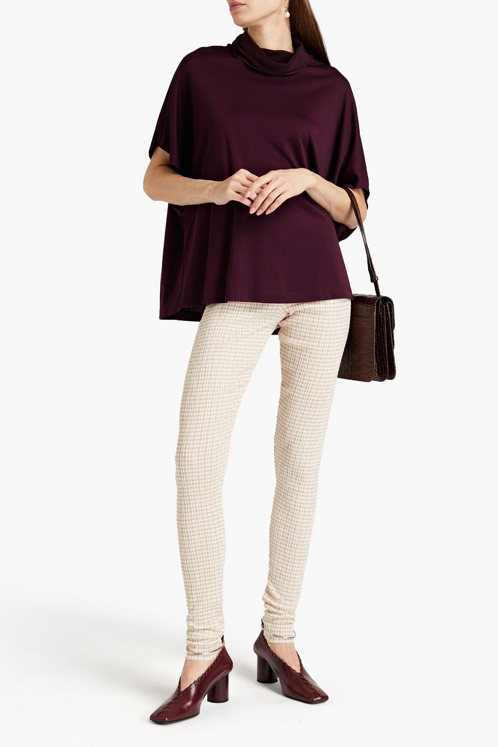 JIL SANDER Gingham seersucker slim-leg pants