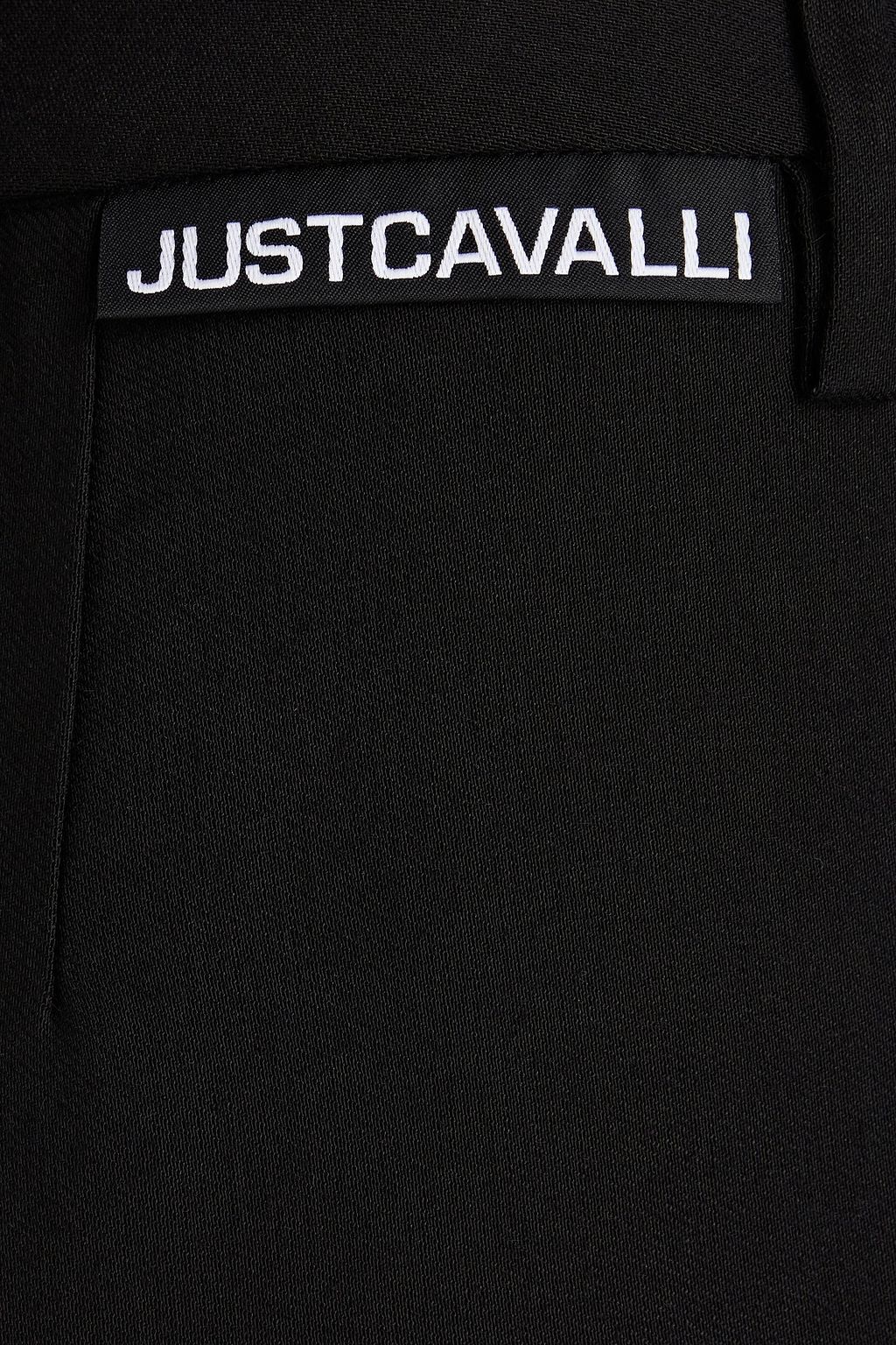 JUST CAVALLI Jacquard-trimmed stretch-twill flared pants