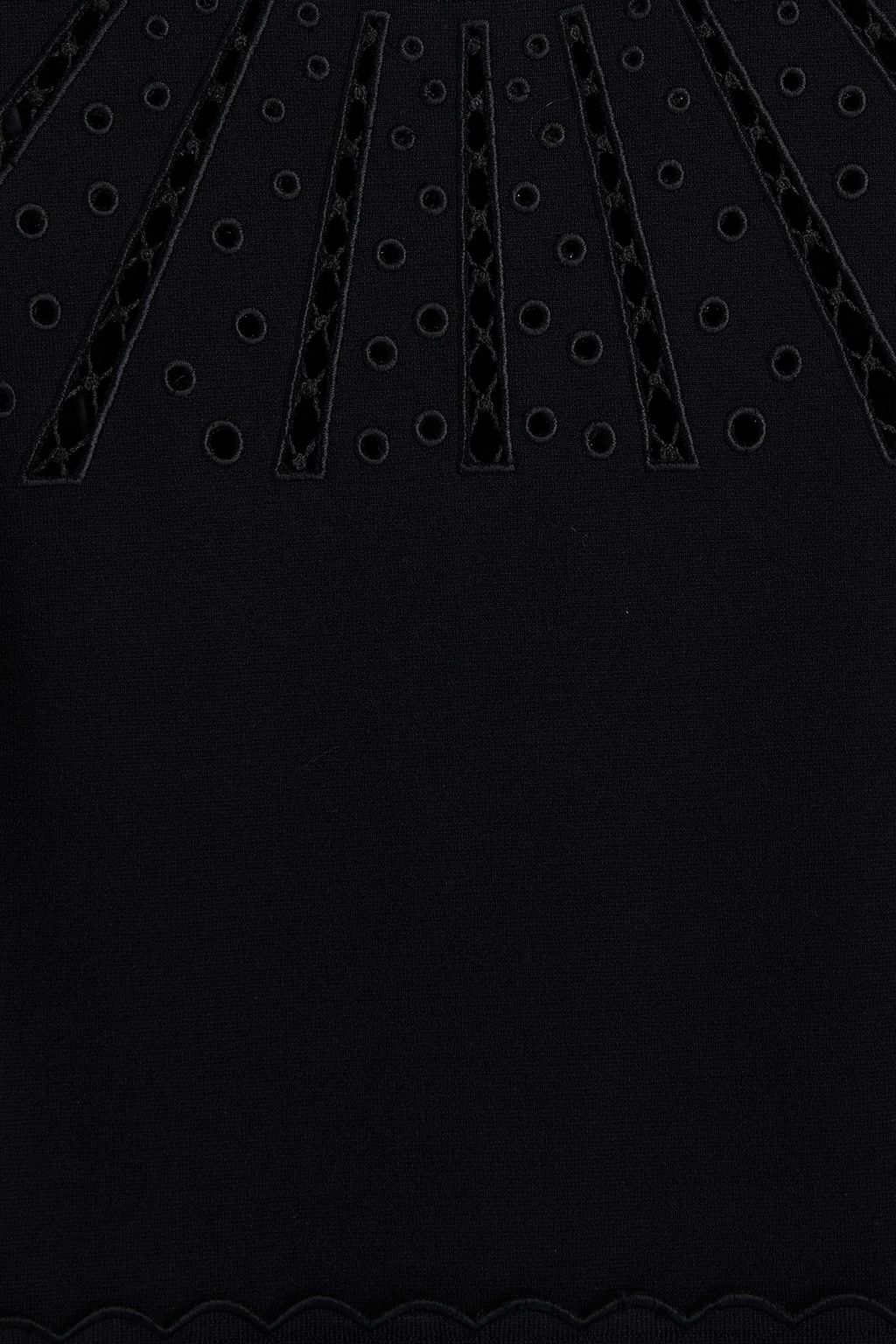 VALENTINO GARAVANI Broderie anglaise-trimmed stretch-knit mini dress