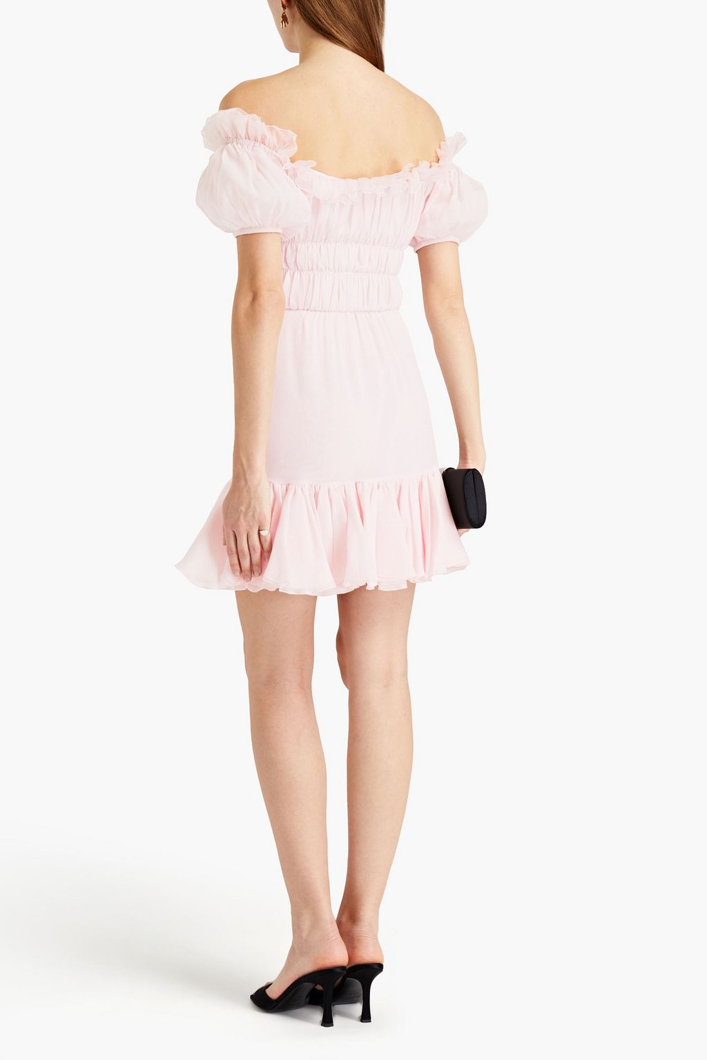 GIAMBATTISTA VALLI Off-the-shoulder shirred silk-chiffon mini dress