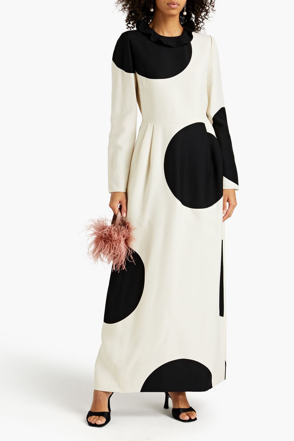 VALENTINO GARAVANI Polka-dot wool and silk-blend crepe maxi dress