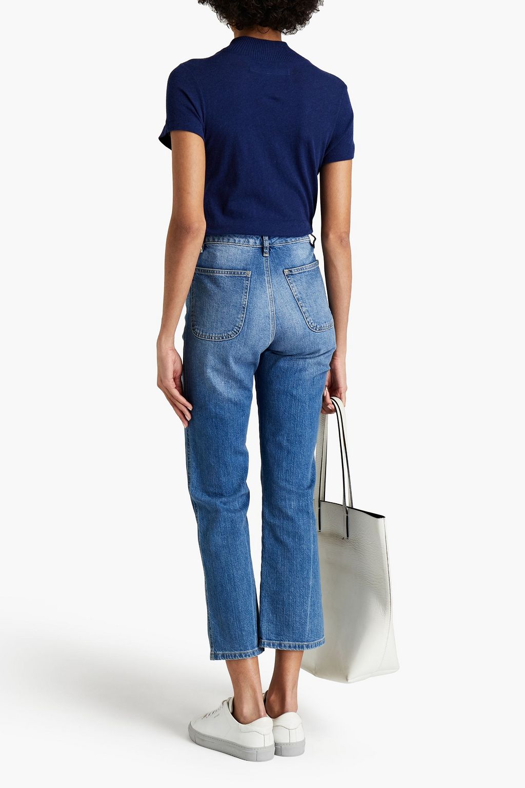 ENZA COSTA Mélange cotton and cashmere-blend top
