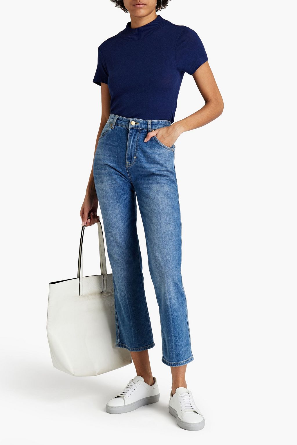 ENZA COSTA Mélange cotton and cashmere-blend top