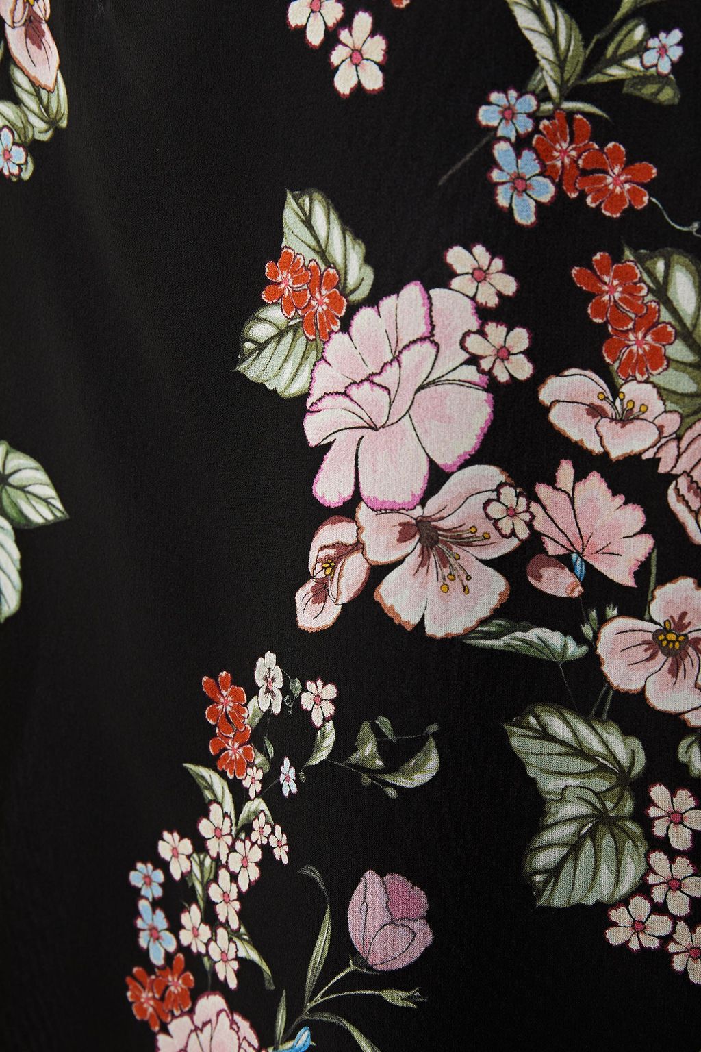 GIAMBATTISTA VALLI Lace-paneled floral-print silk-georgette blouse