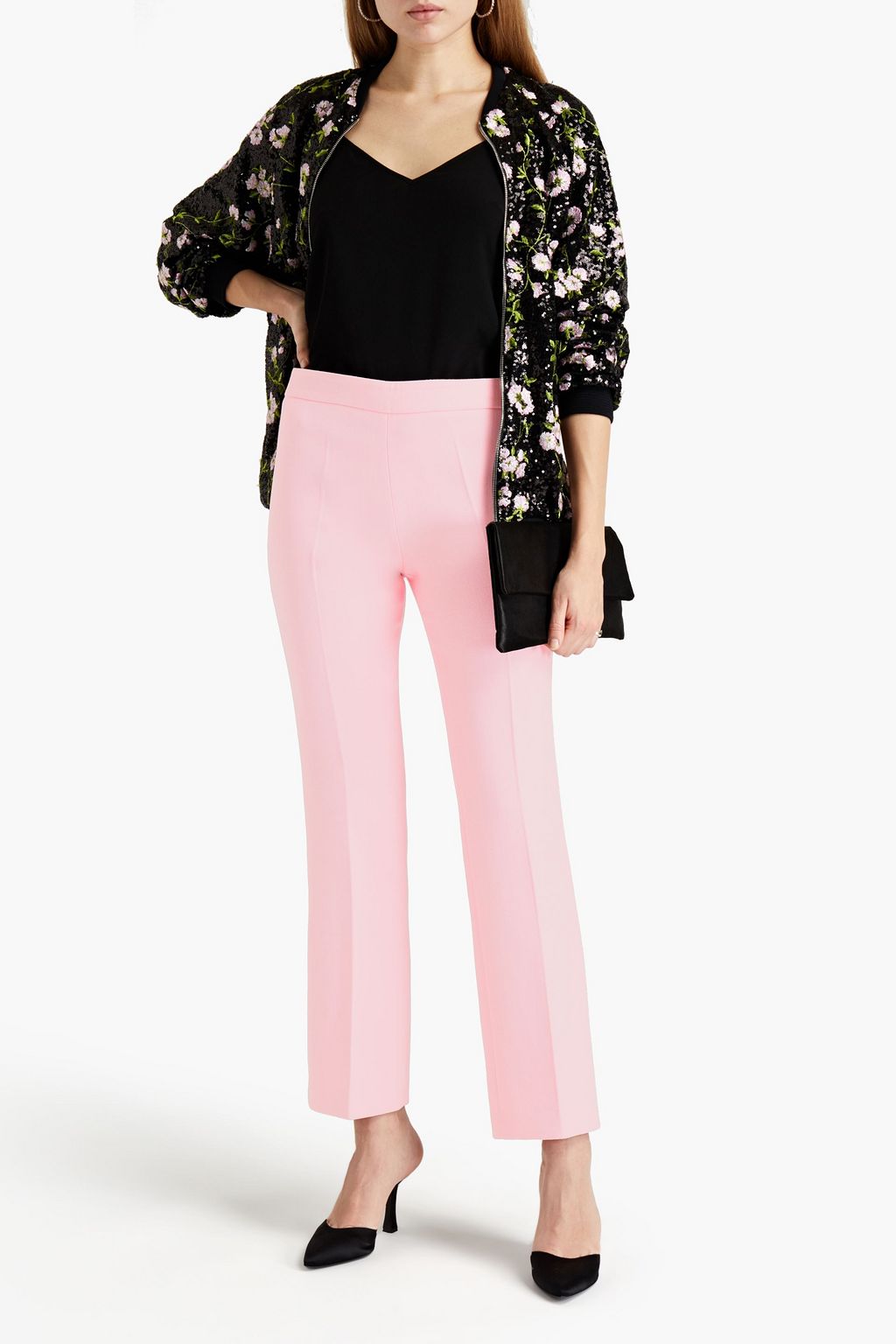 GIAMBATTISTA VALLI Cropped wool-crepe bootcut pants