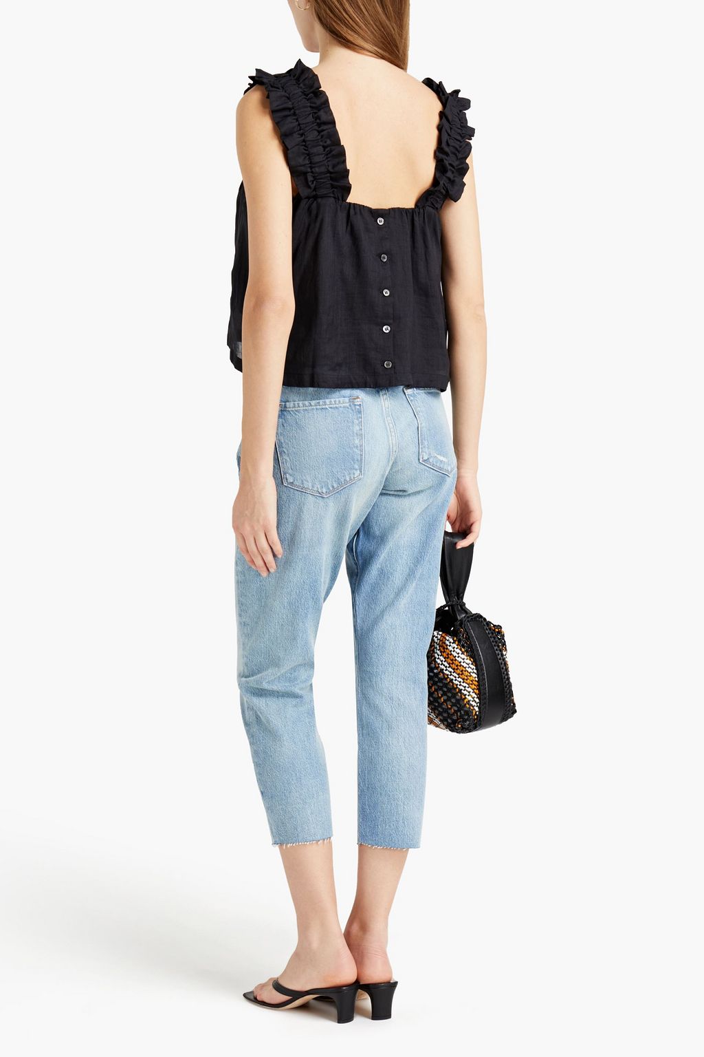 FRAME Le Garcon halbhohe Cropped Jeans mit geradem Bein in Distressed-Optik