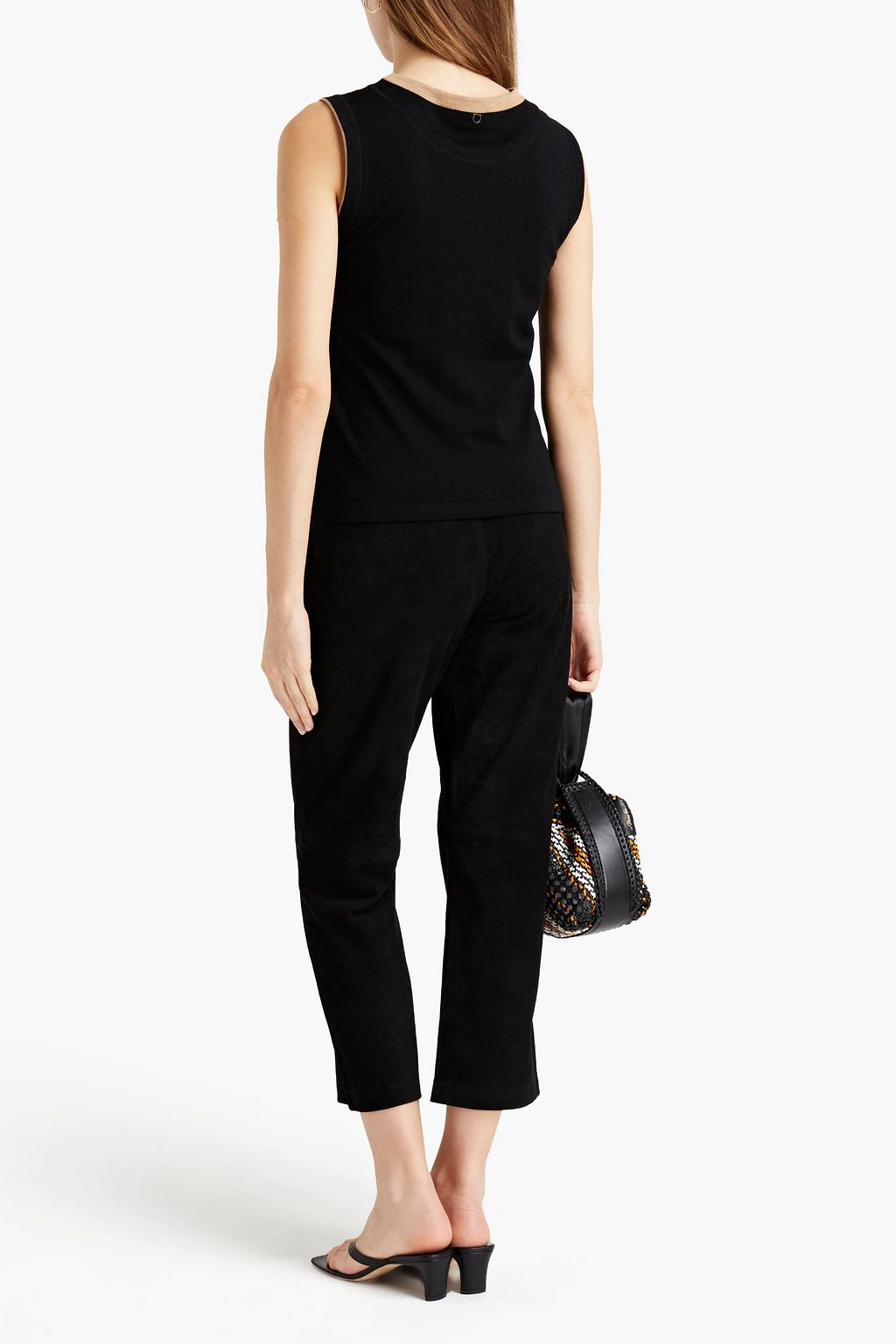 FRAME Easy cropped suede straight-leg pants