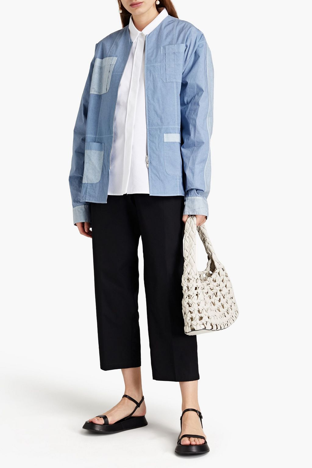 JIL SANDER Gina two-tone cotton top
